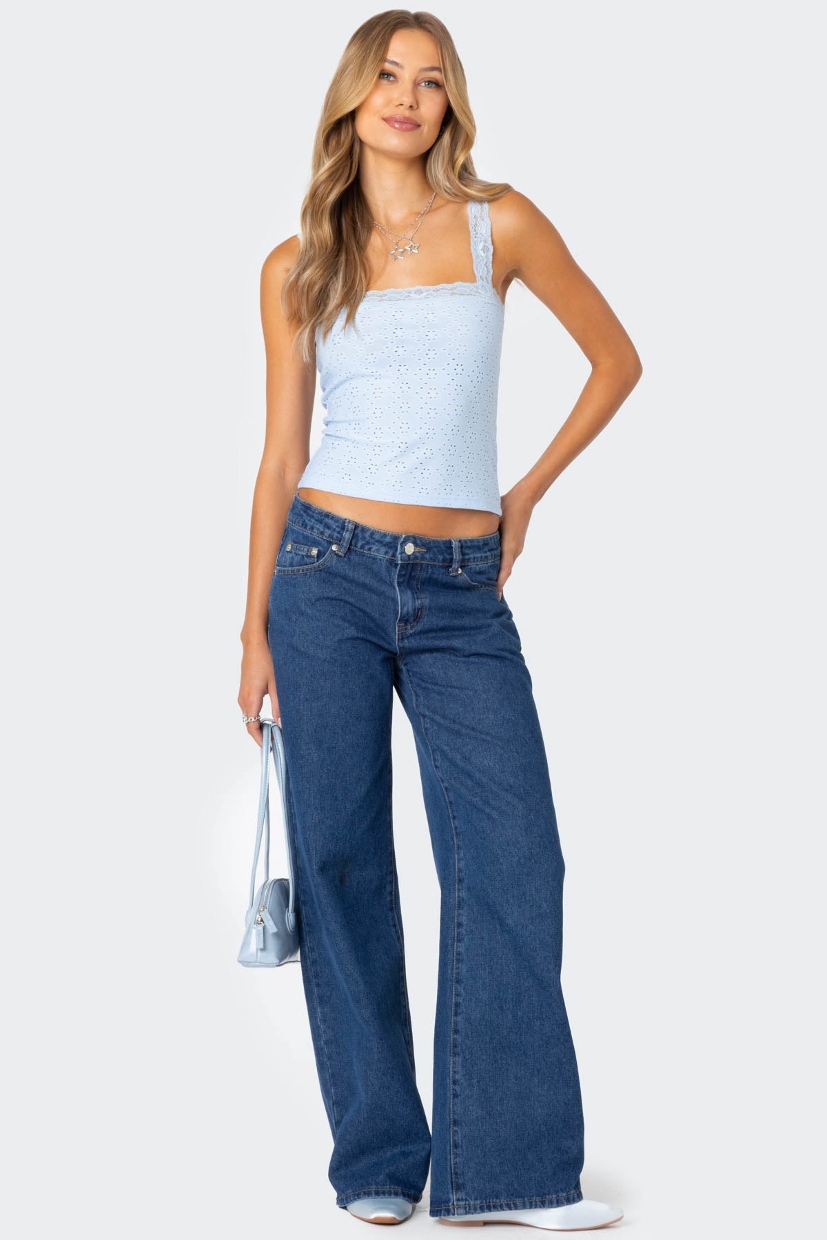 Virginia Lace Trim Eyelet Tank Top-Milans Time