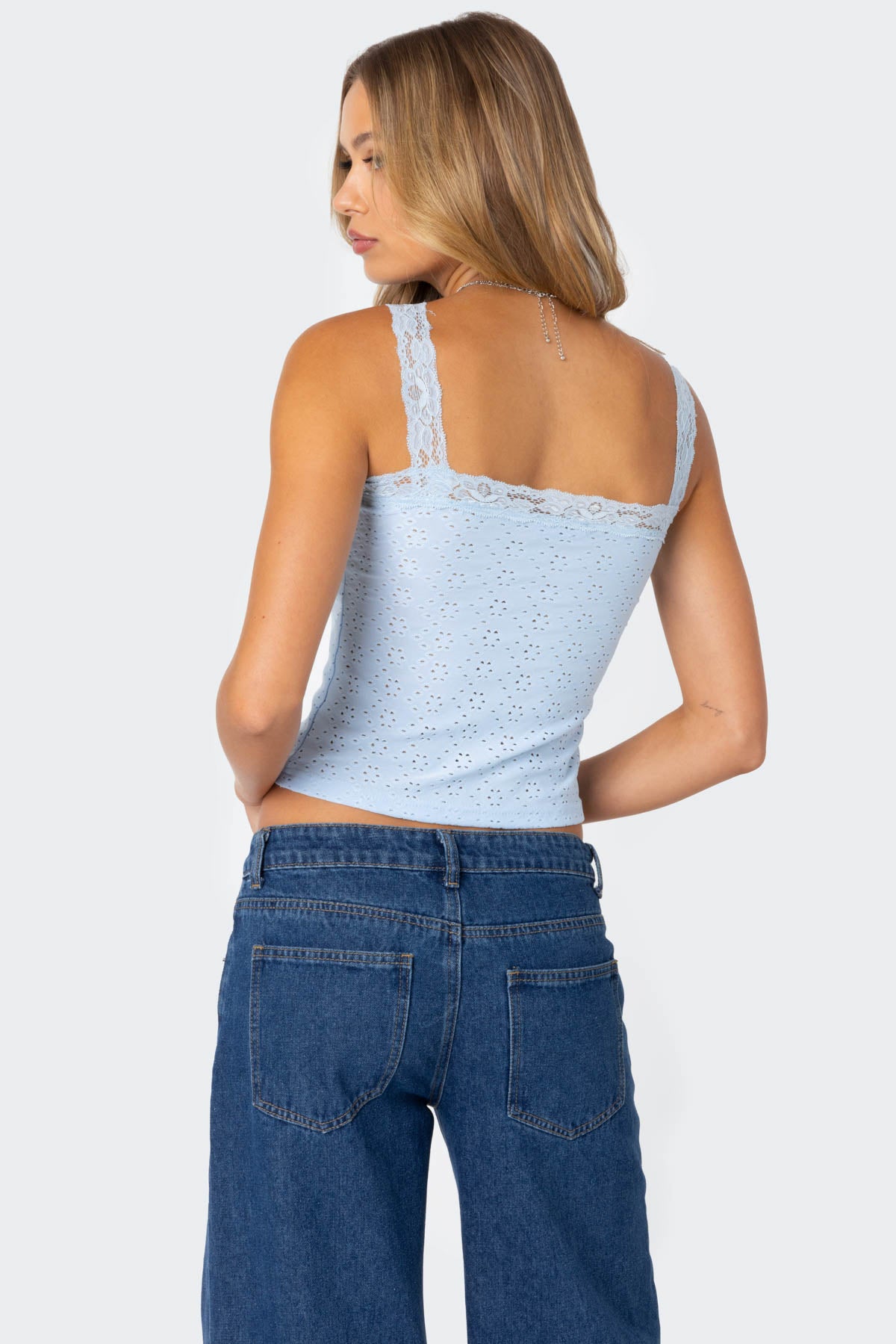 Virginia Lace Trim Eyelet Tank Top-Milans Time