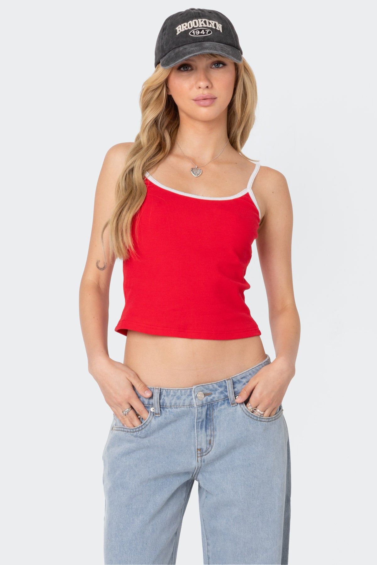Franky Ribbed Contrast Tank Top-Milans Time