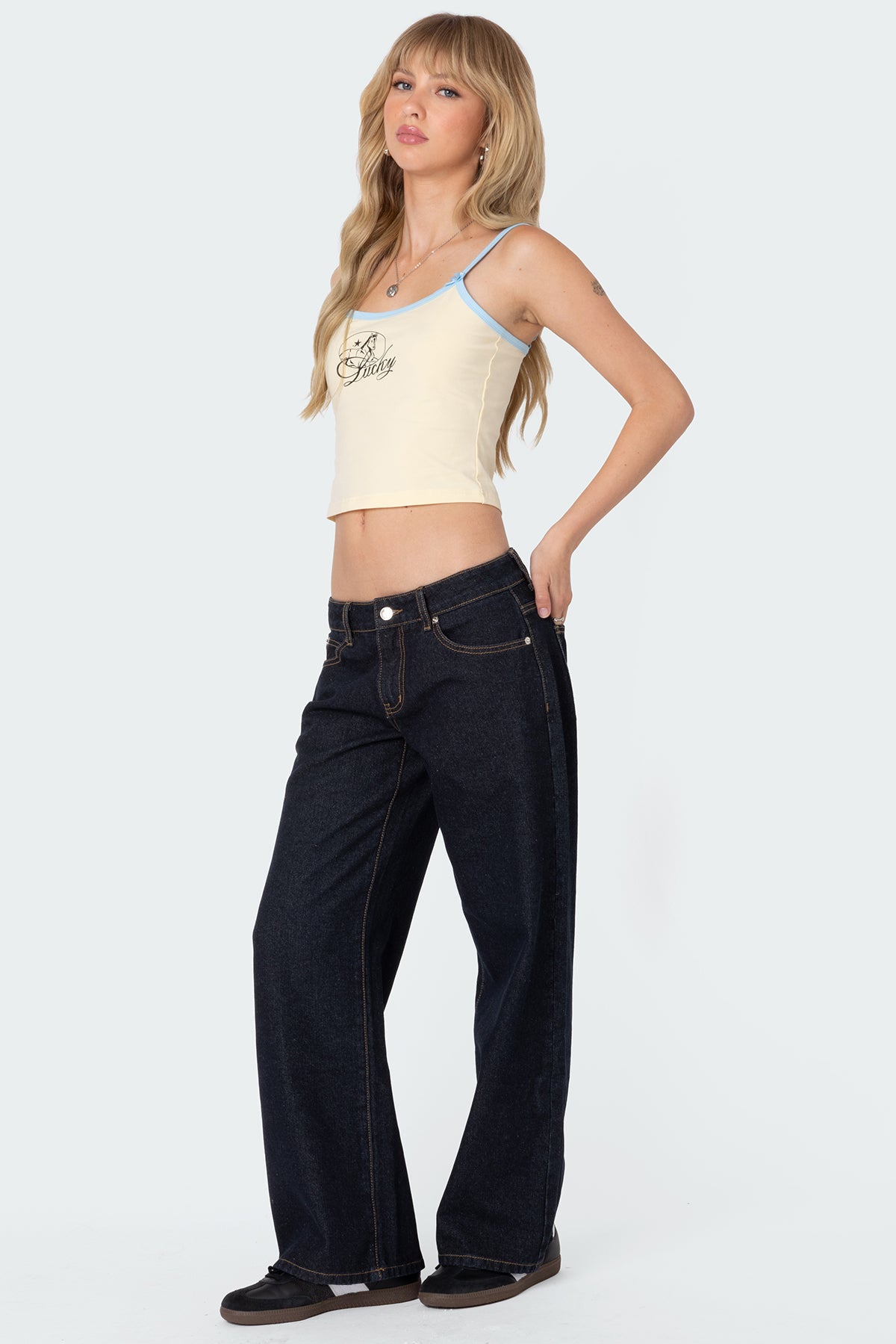 Petite Raelynn Washed Low Rise Baggy Jeans-Milans Time