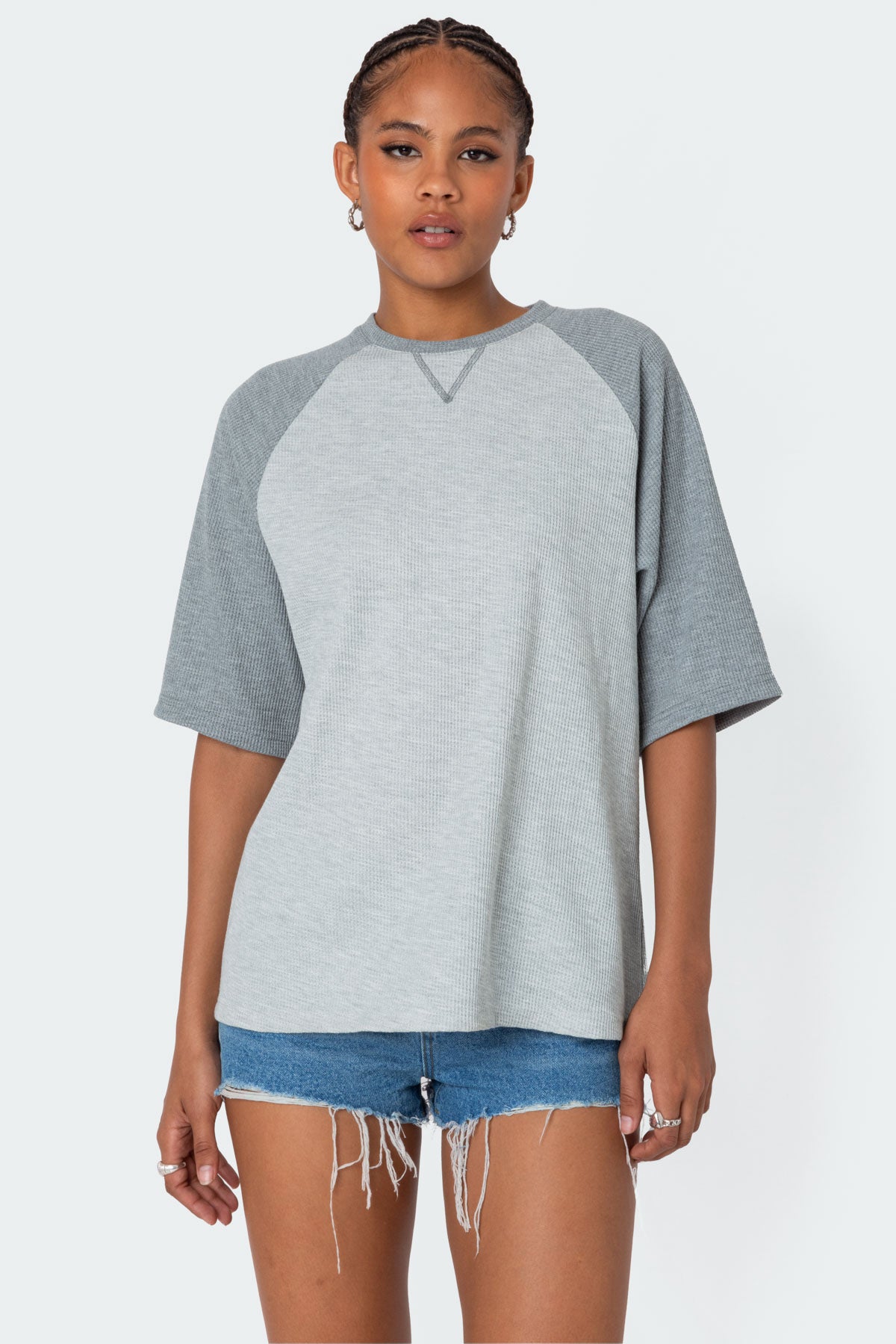 Oversized Raglan Waffle T Shirt-Milans Time