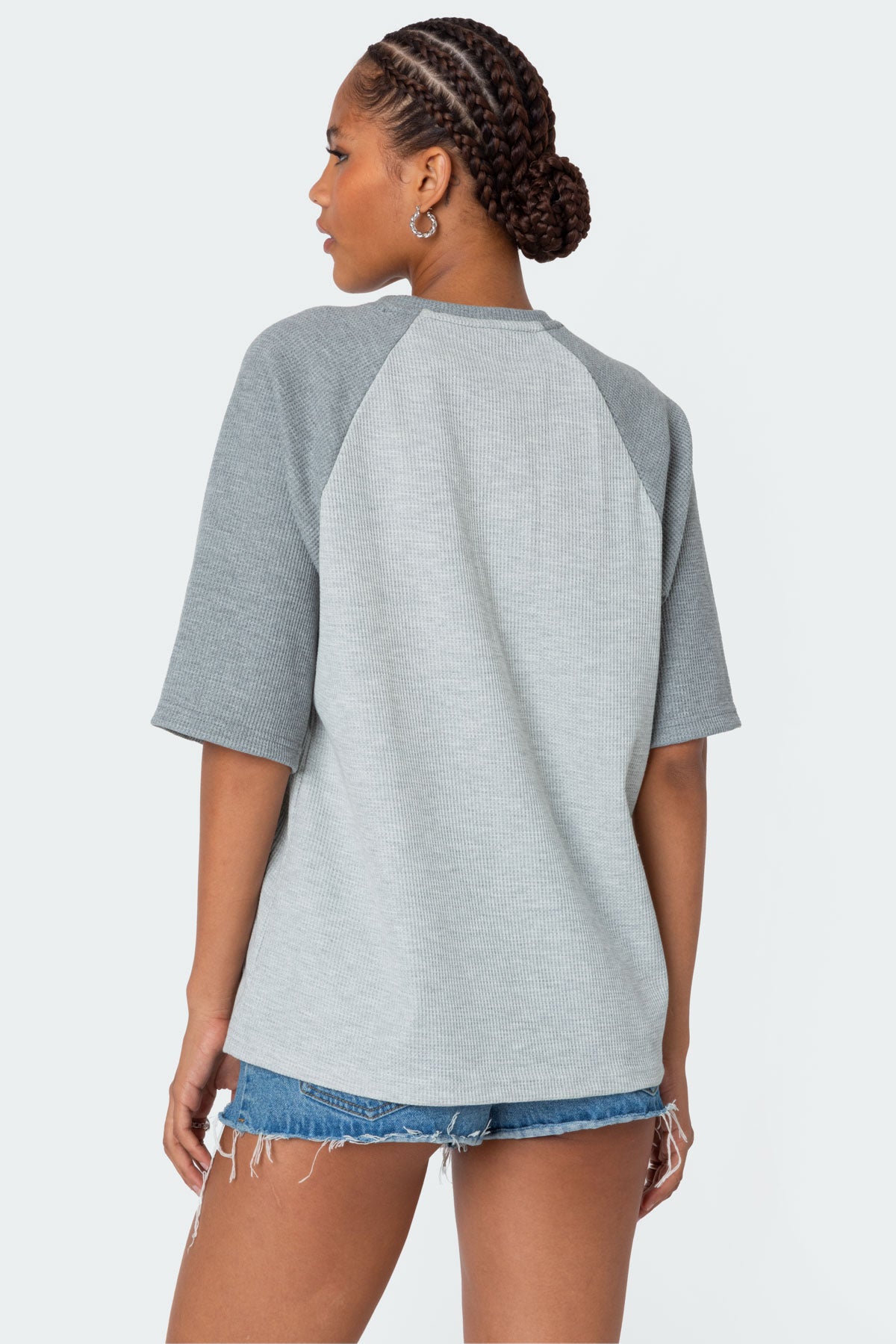 Oversized Raglan Waffle T Shirt-Milans Time