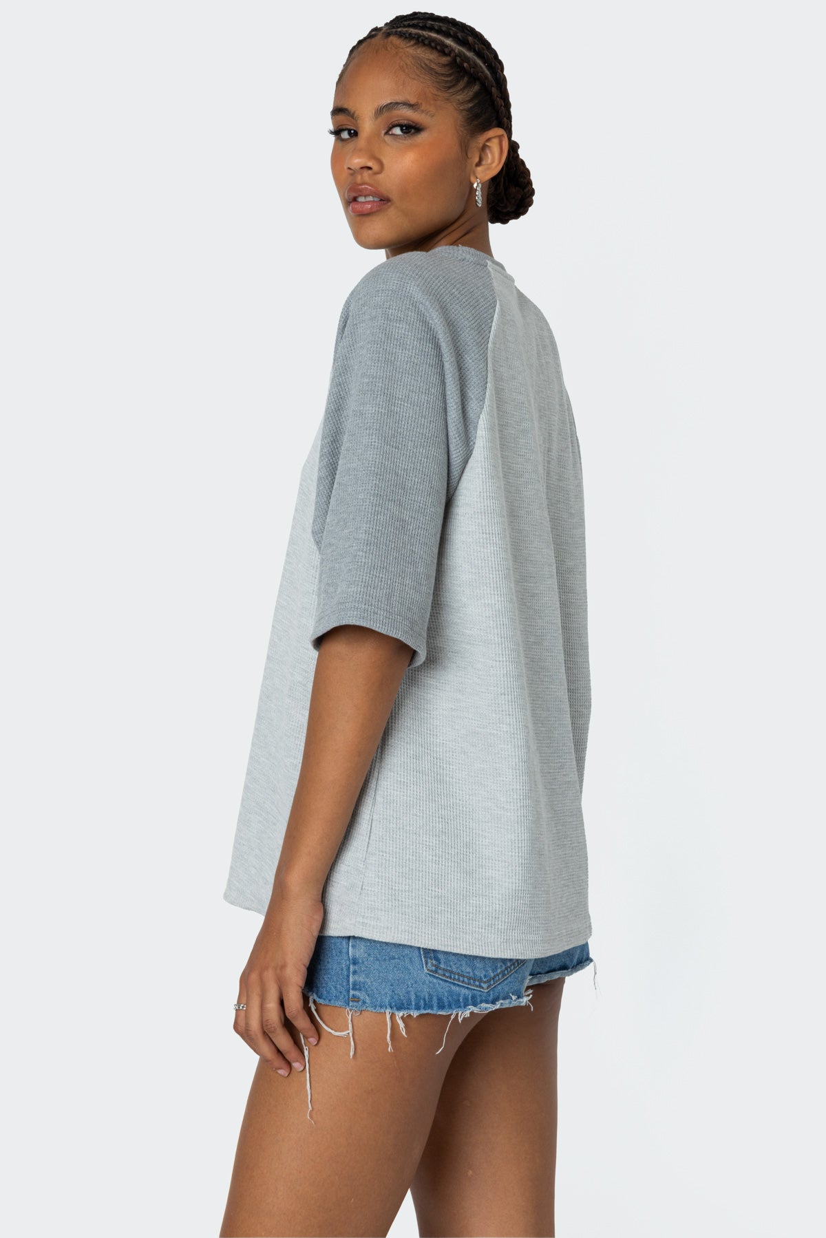 Oversized Raglan Waffle T Shirt-Milans Time