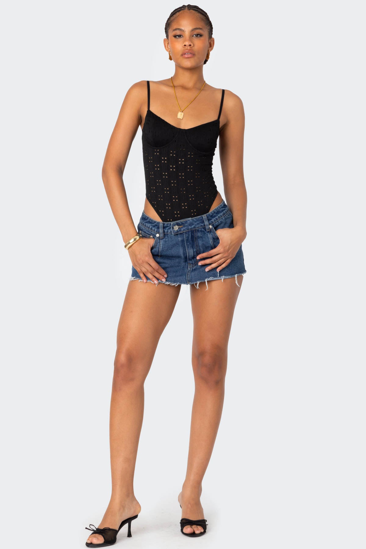 Raven Cupped Eyelet Bodysuit-Milans Time