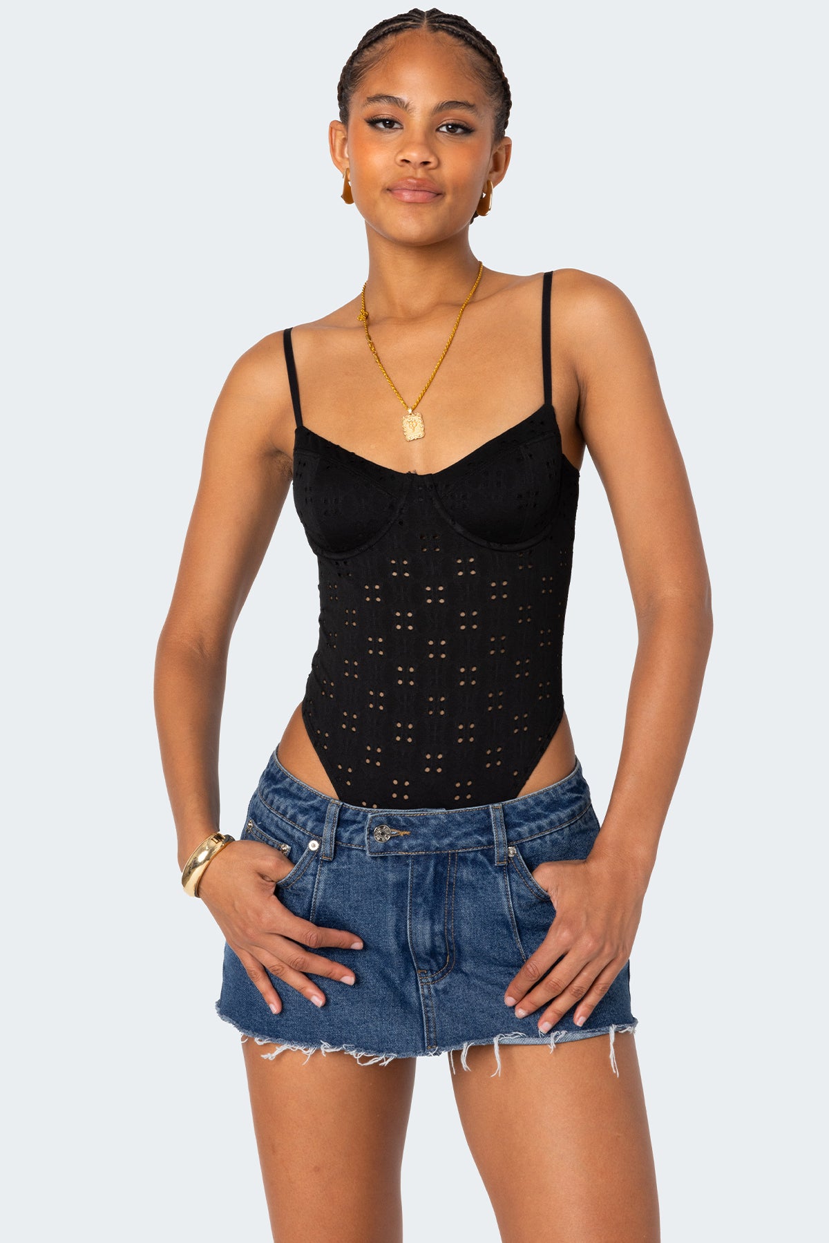 Raven Cupped Eyelet Bodysuit-Milans Time