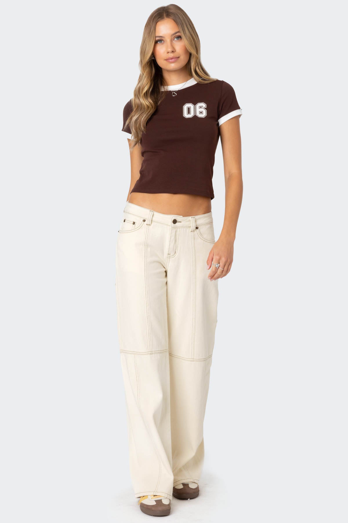 Contrast Stitch Low Rise Baggy Jeans-Milans Time