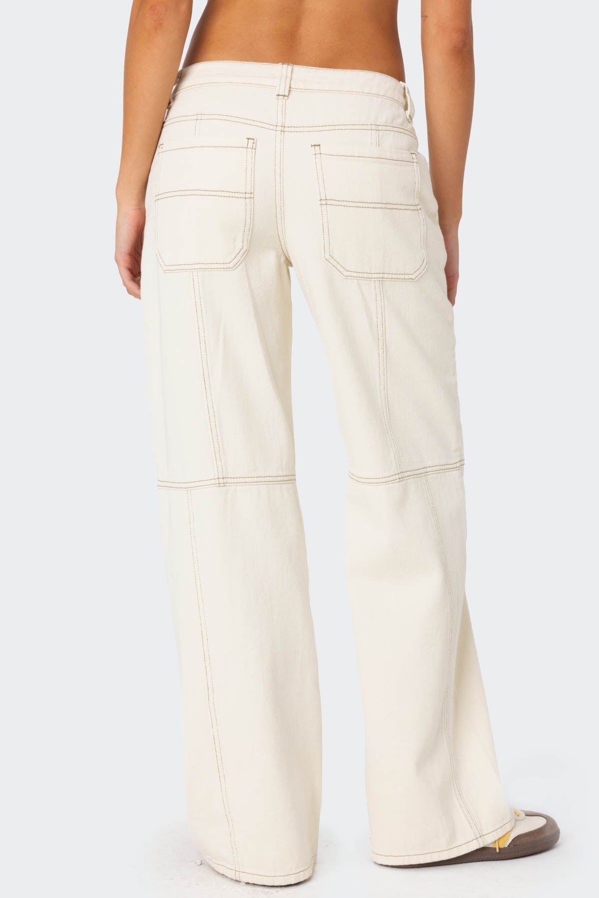 Contrast Stitch Low Rise Baggy Jeans-Milans Time