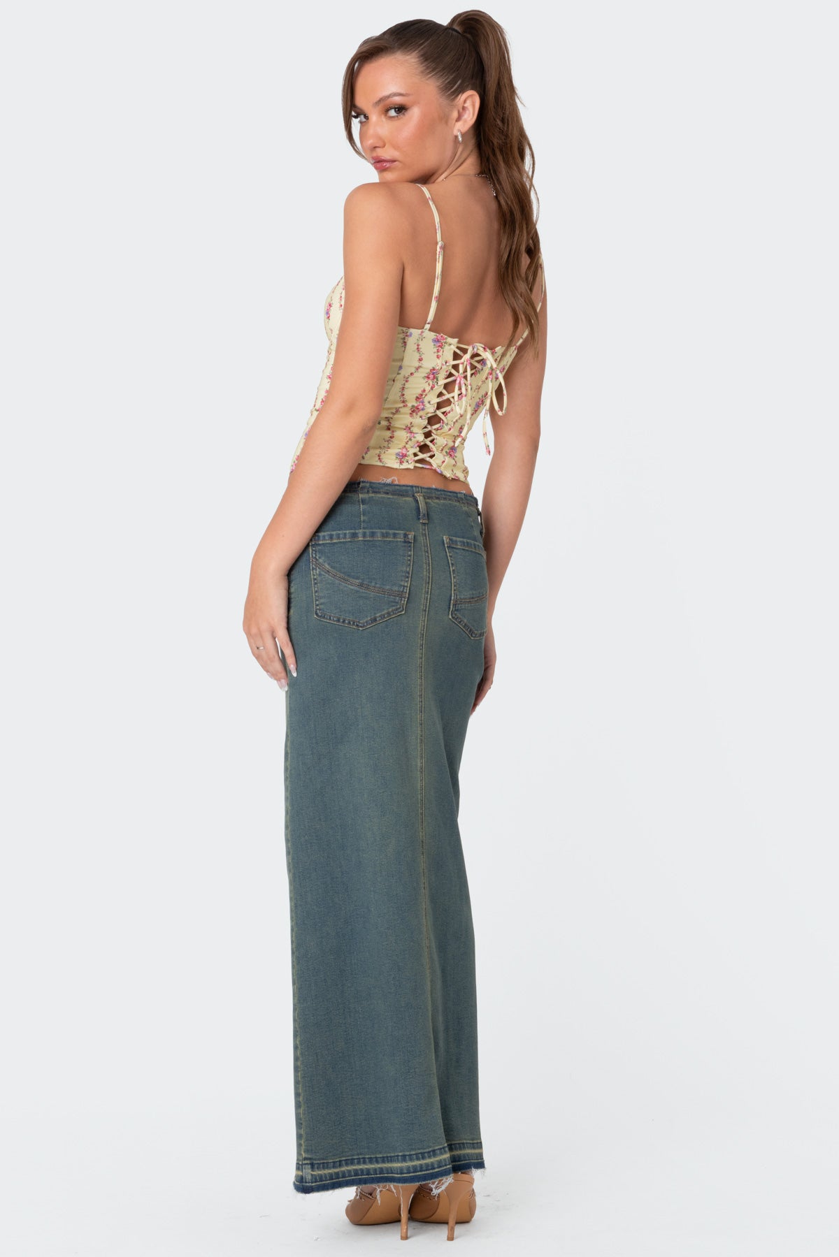 Indira Printed Cupped Lace Up Corset-Milans Time