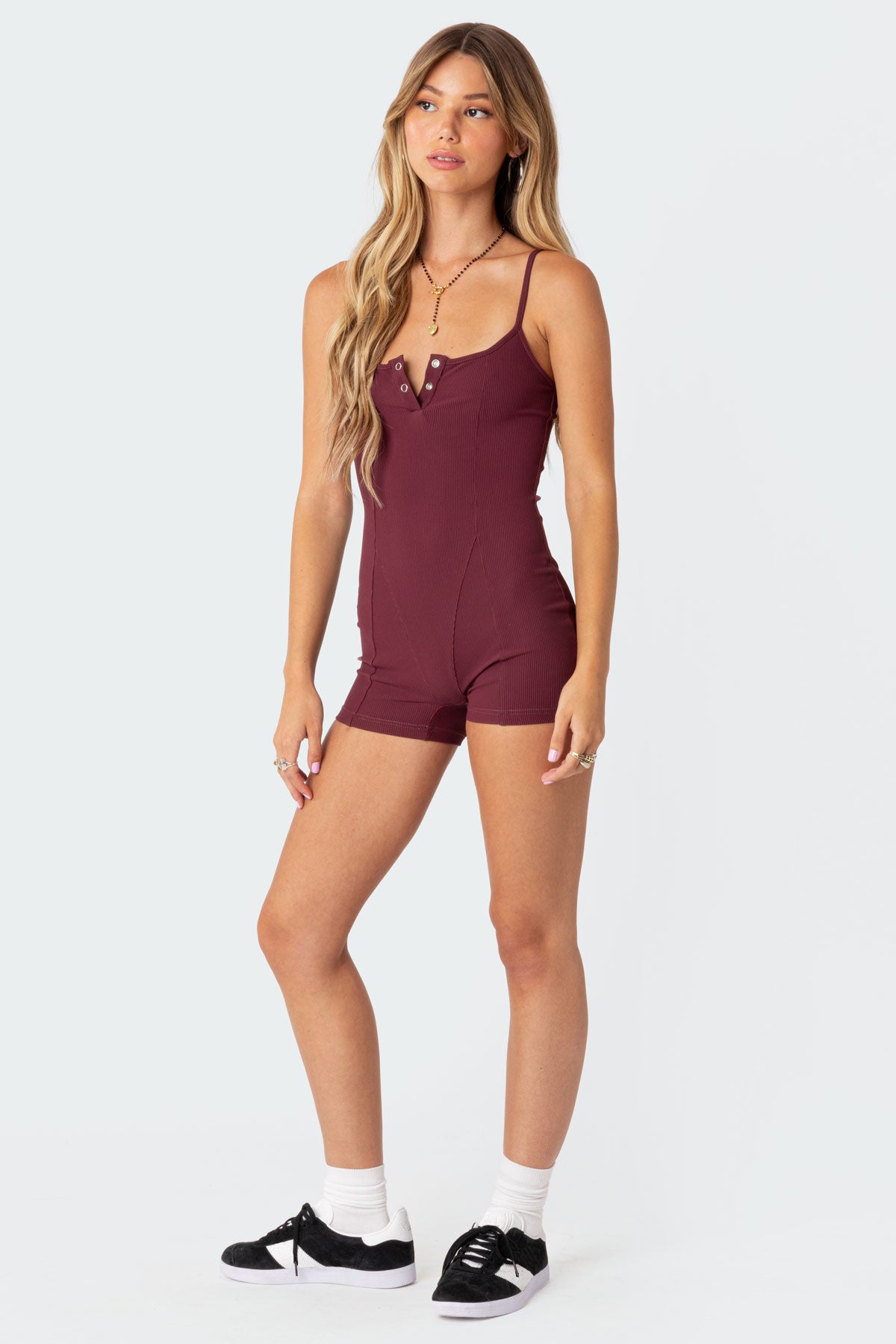 Henley Ribbed Romper-Milans Time