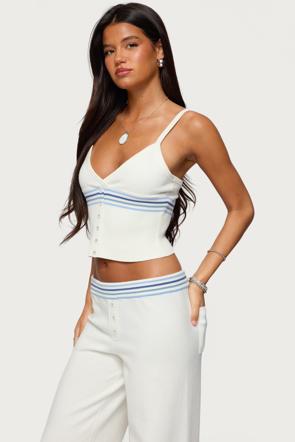 Miya Stripey Ribbed Knit Tank Top-Milans Time