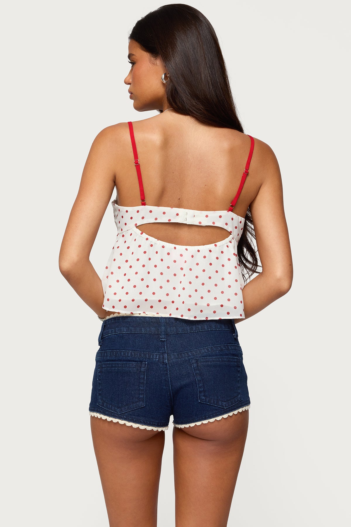Contrast Polka Dot Cupped Chiffon Top-Milans Time