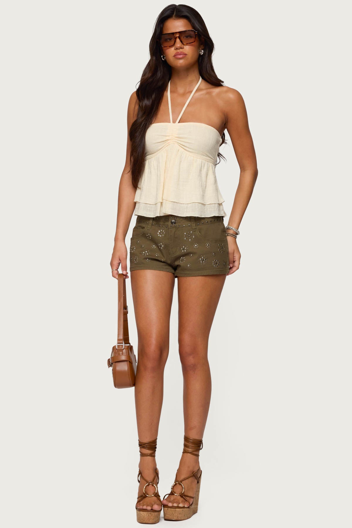 Layered Linen Look Babydoll Halter Top-Milans Time