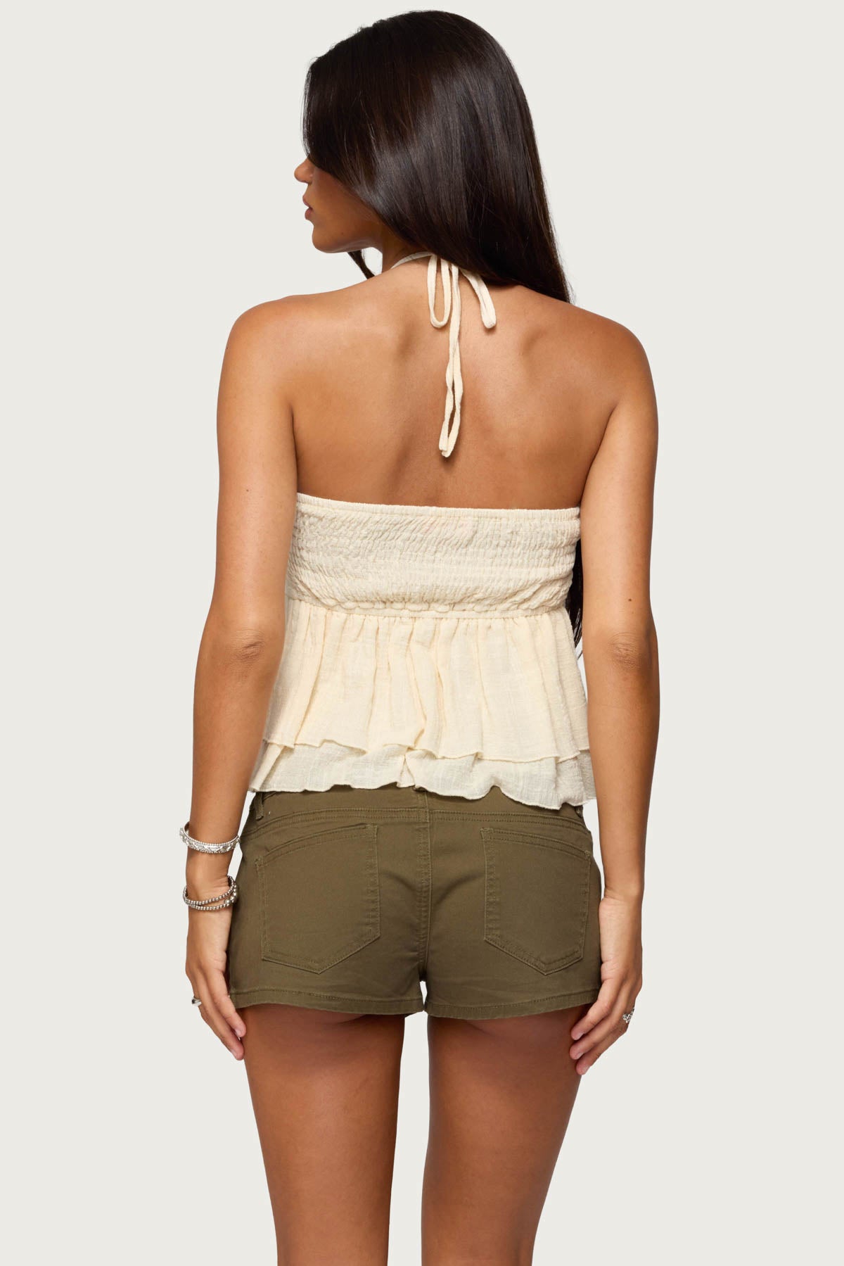 Layered Linen Look Babydoll Halter Top-Milans Time