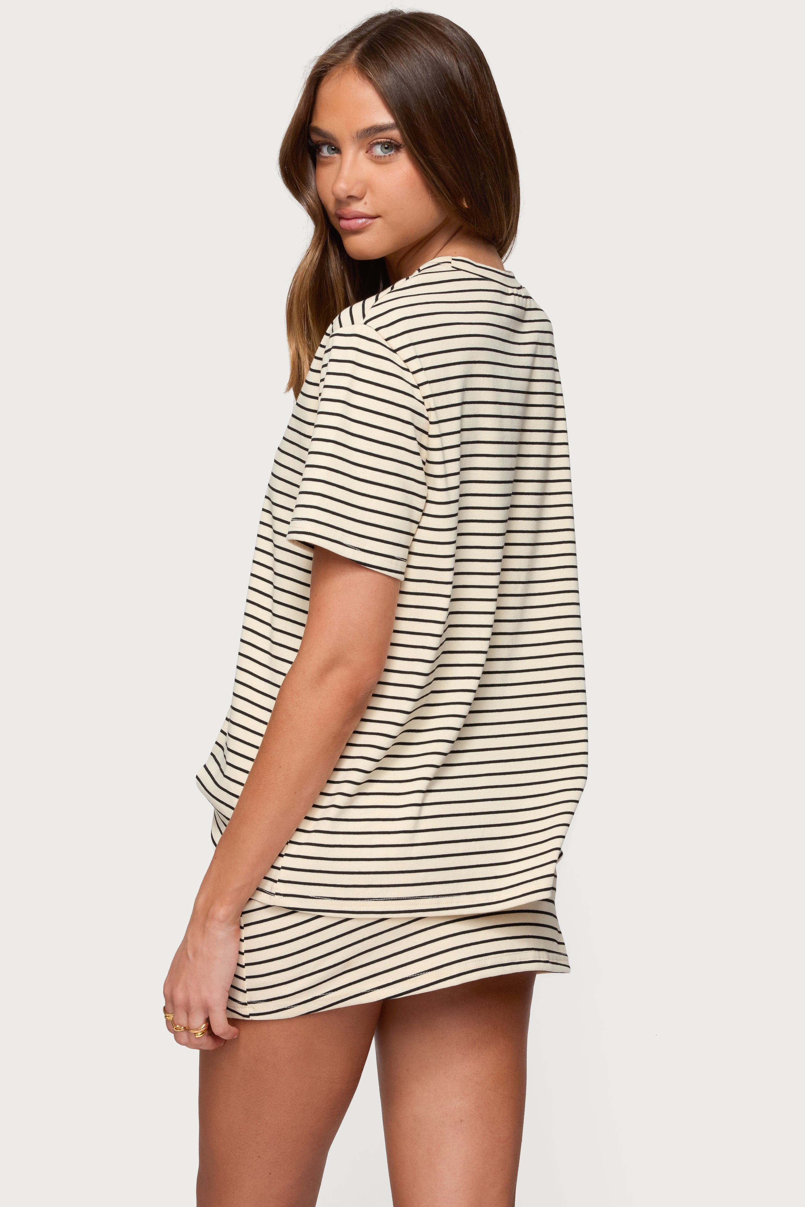 Brena Striped Oversized T Shirt-Milans Time