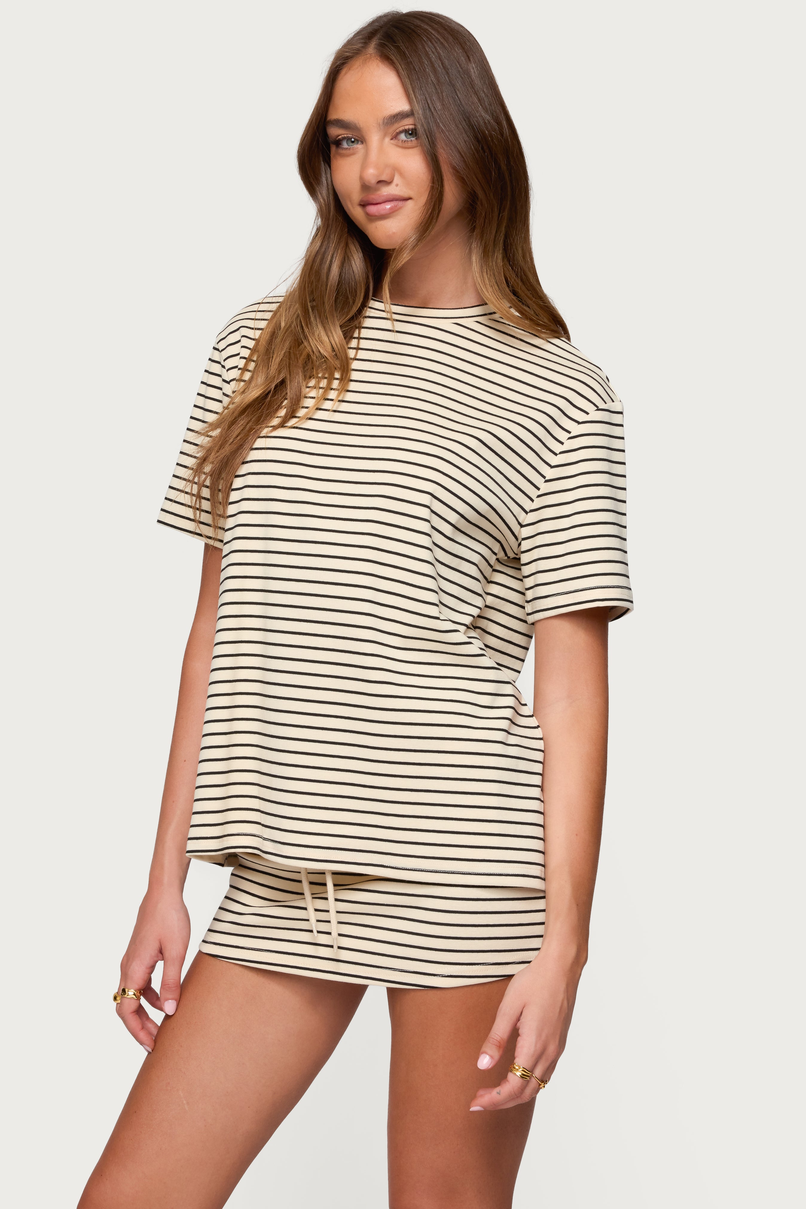 Brena Striped Oversized T Shirt-Milans Time