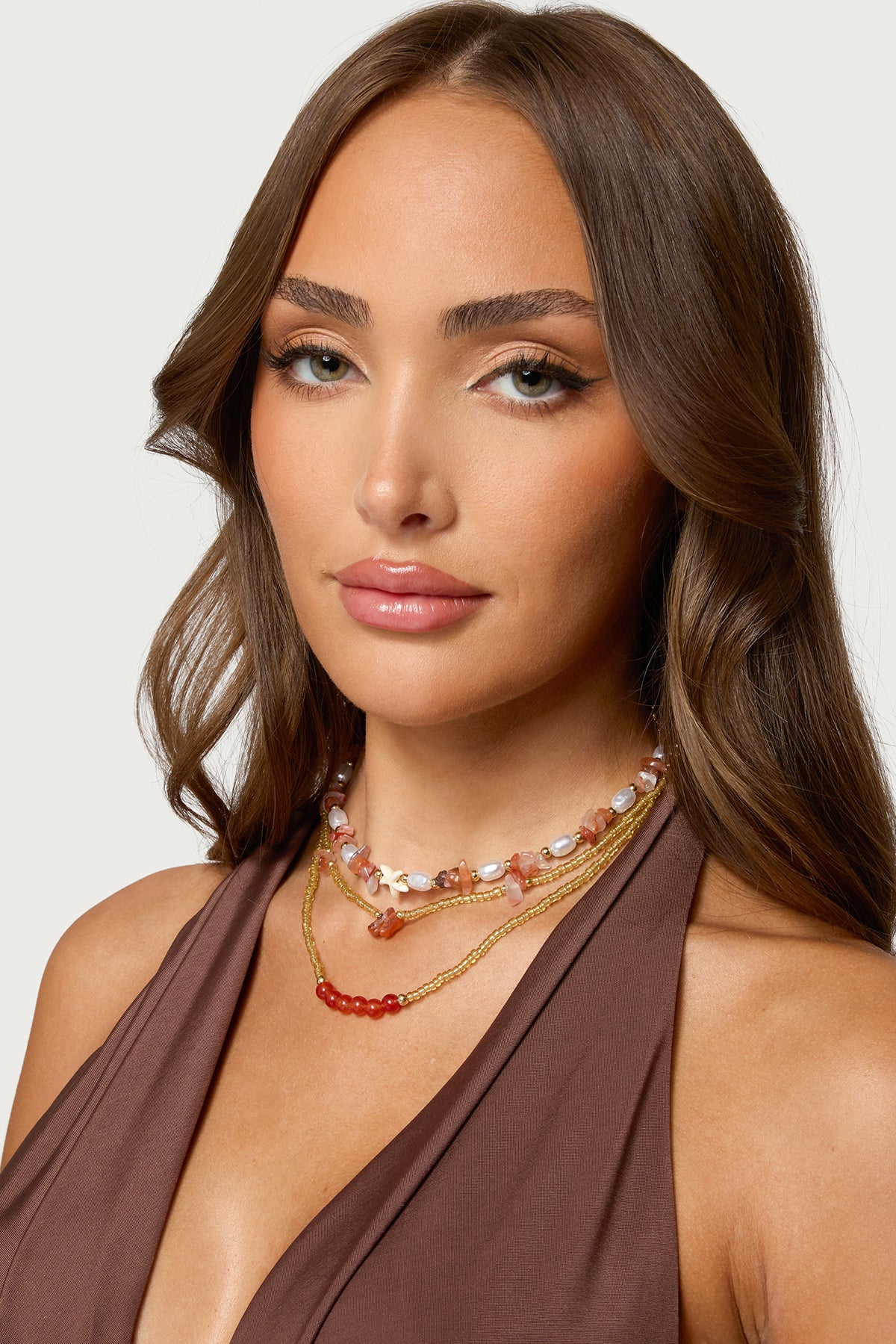 Pearly Beaded Layered Necklace-Milans Time