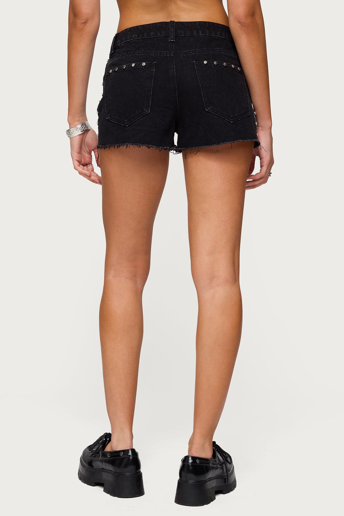 Ashten Studded Denim Shorts-Milans Time