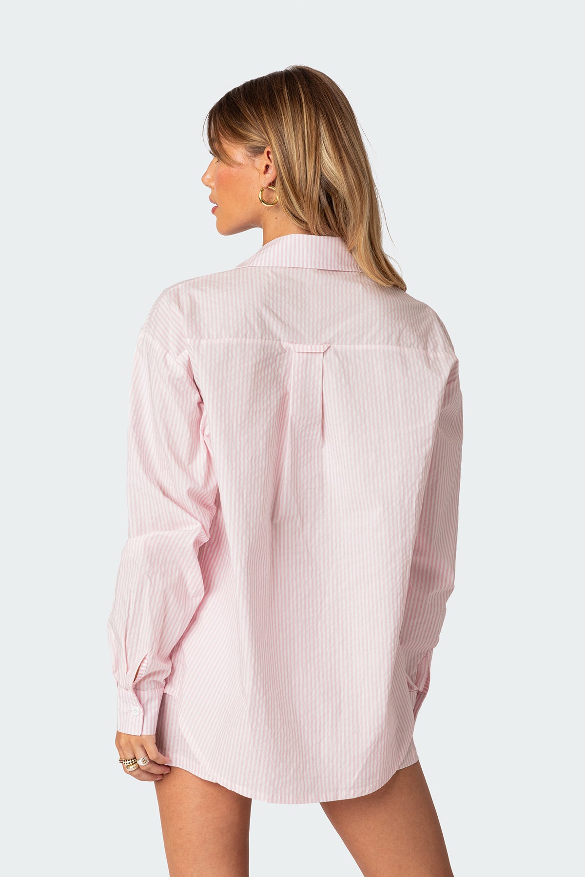 Oversized Pinstripe Button Up Shirt-Milans Time