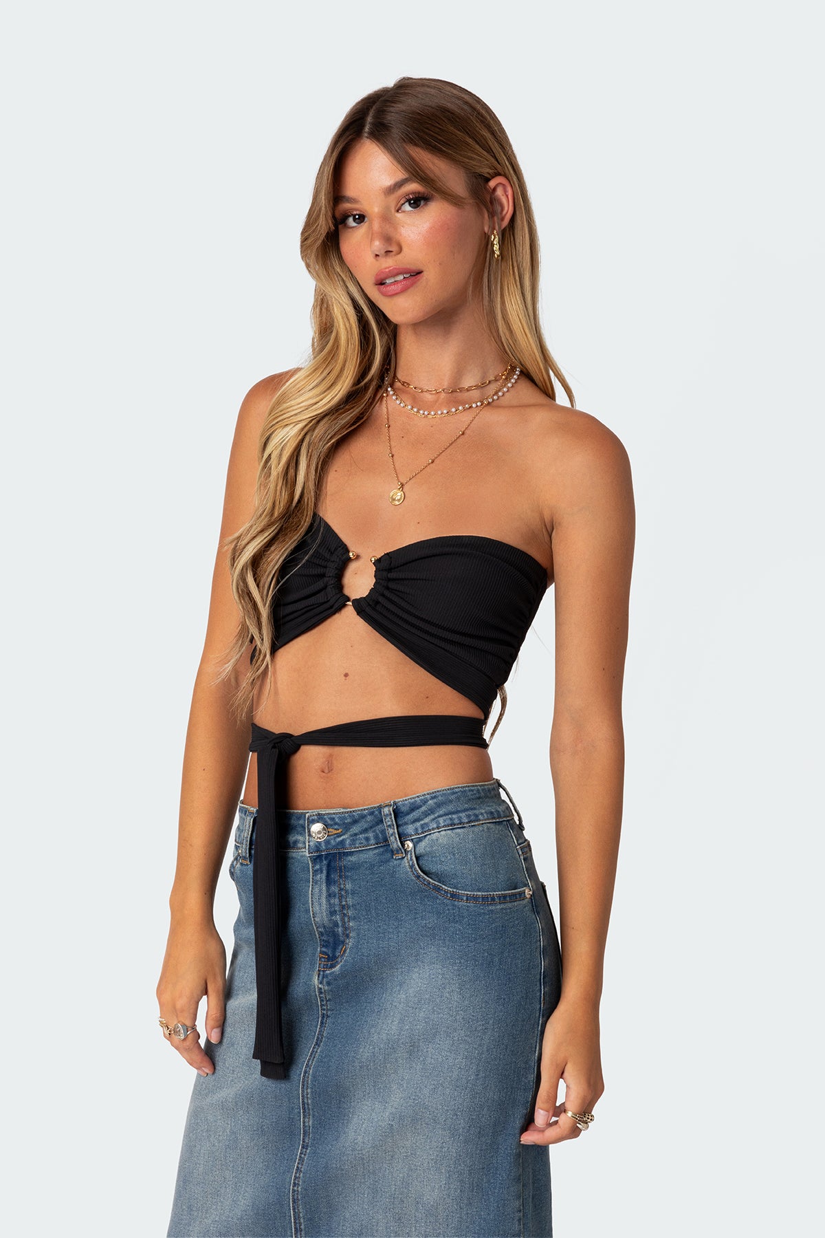 Zia Ribbed Ring Tie Crop Top-Milans Time