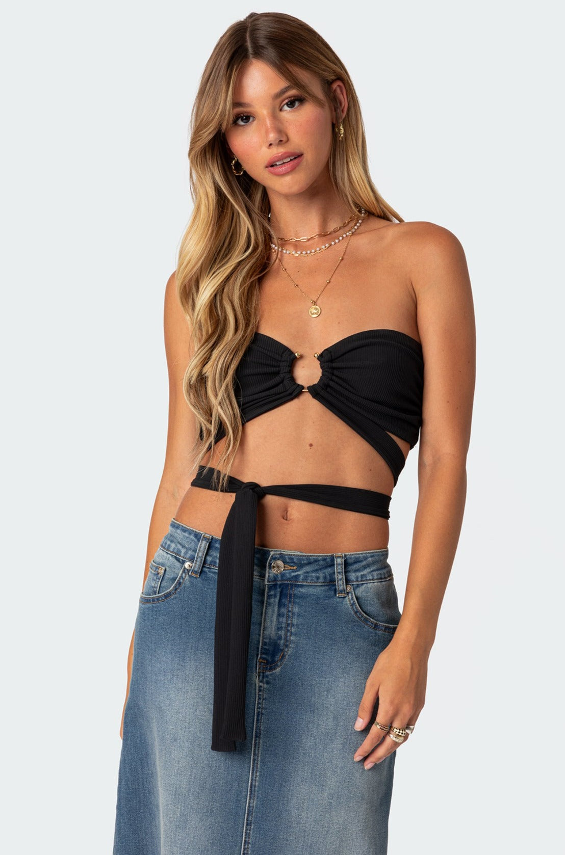 Zia Ribbed Ring Tie Crop Top-Milans Time
