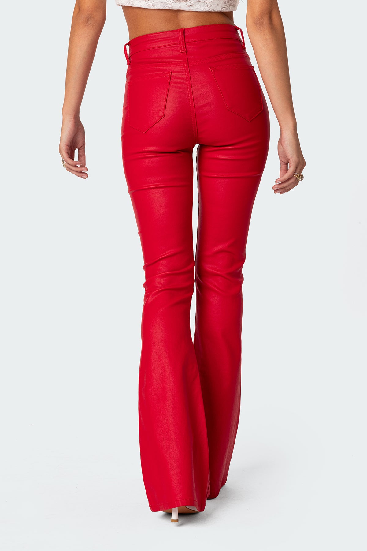 Luna Faux Leather Flare Jeans-Milans Time