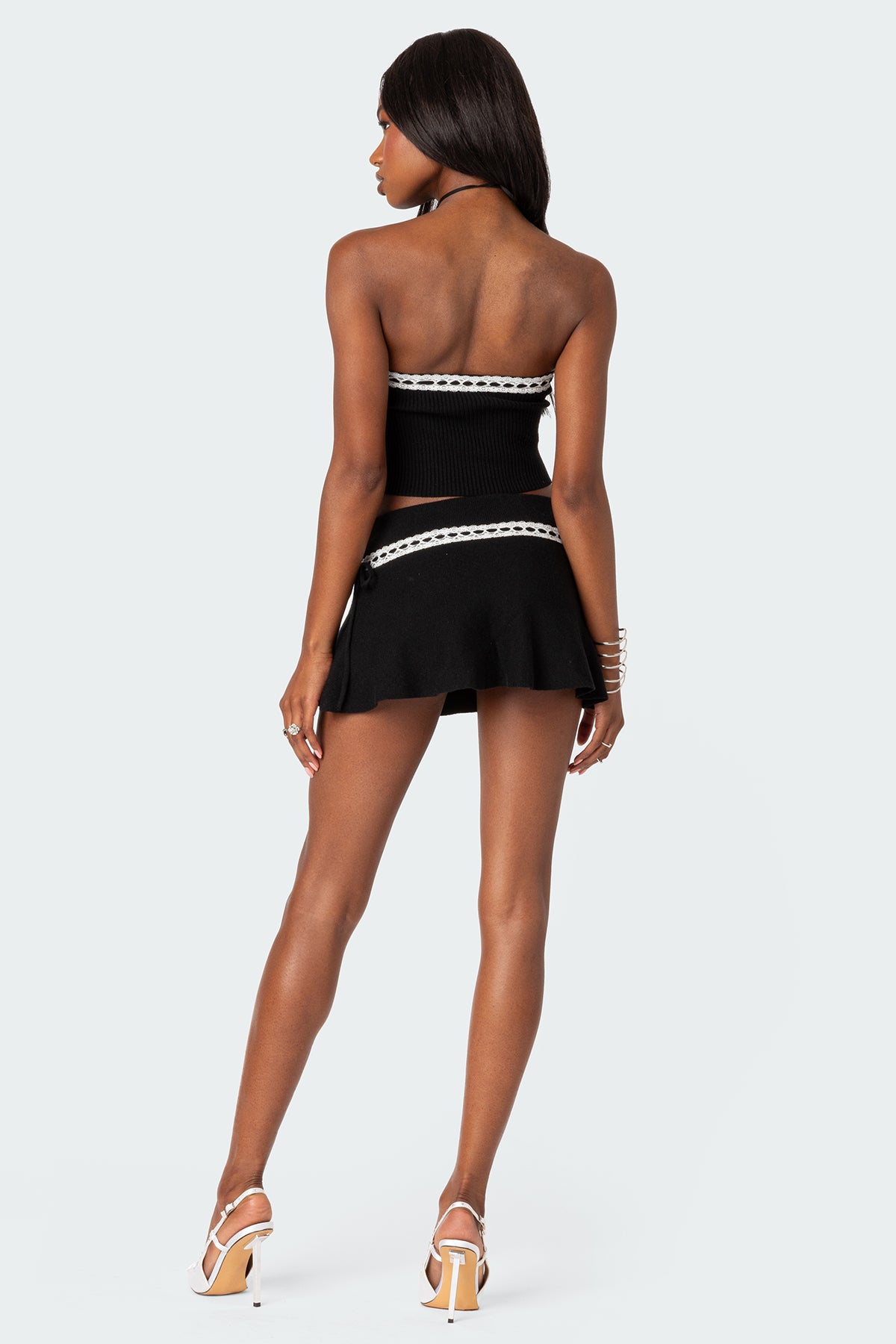 Khloe Lacey Ribbon Knit Tube Top-Milans Time