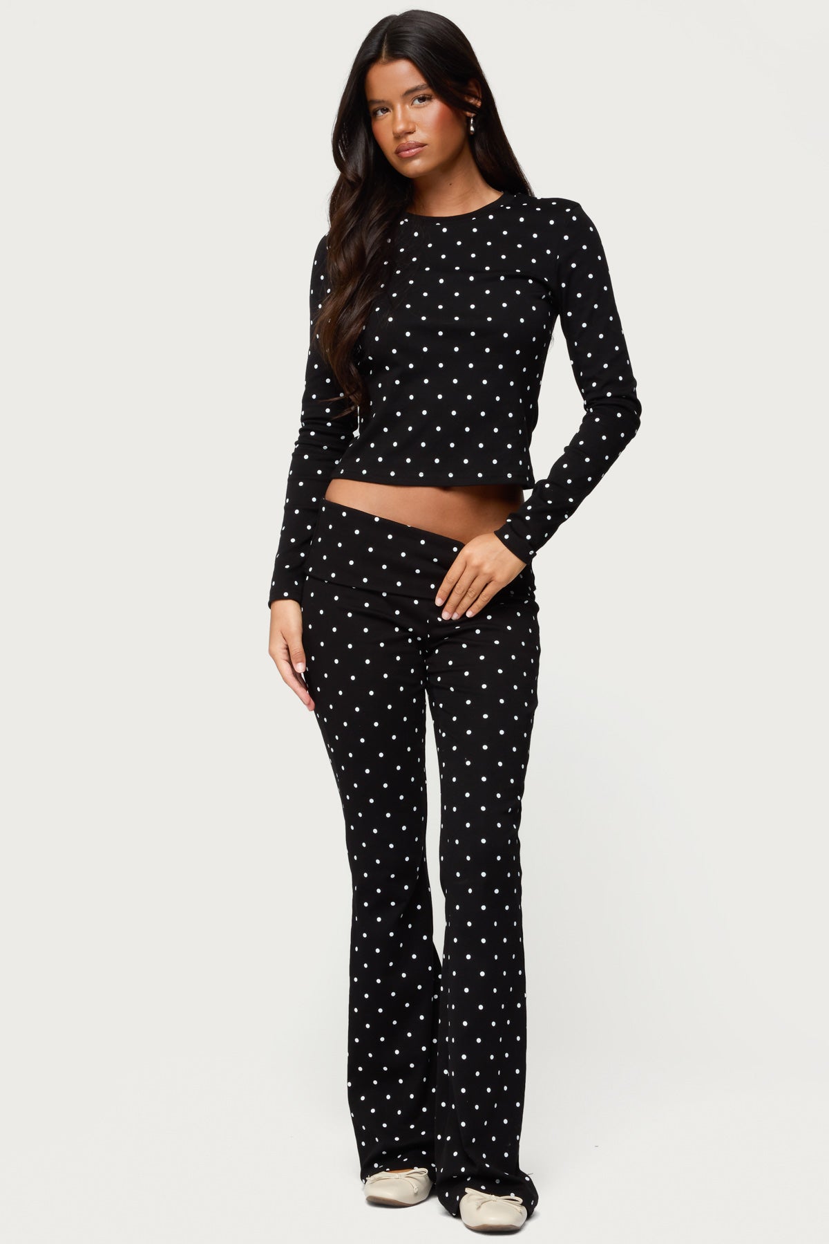 Daliya Polka Dot Long Sleeve Top-Milans Time