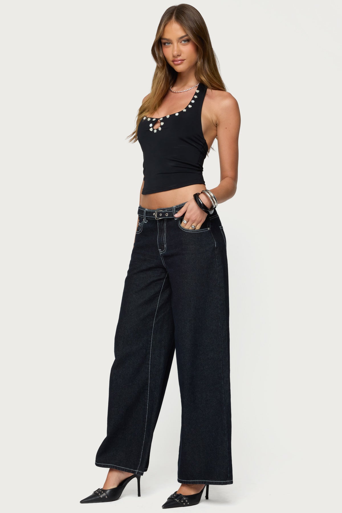 Coraline Button Cutout Halter Top-Milans Time