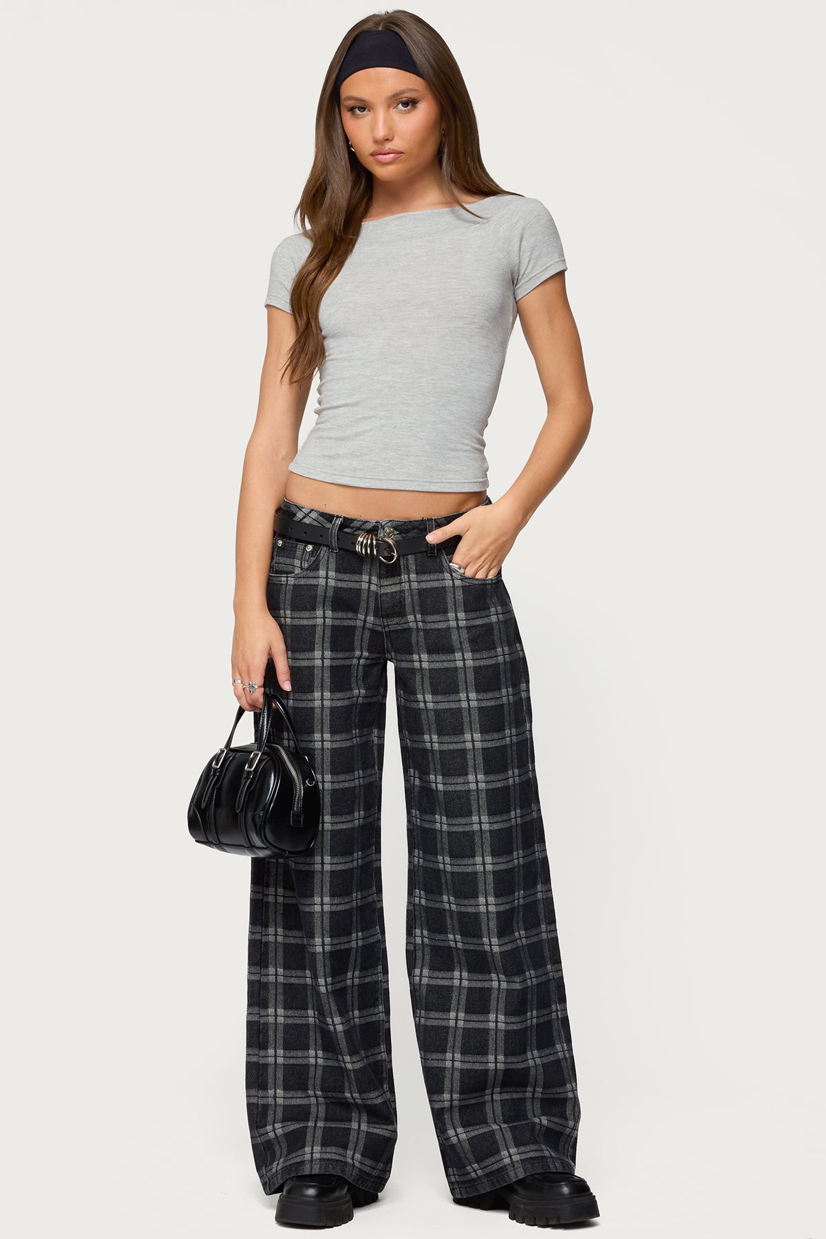 Kailani Plaid Low Rise Baggy Jeans-Milans Time
