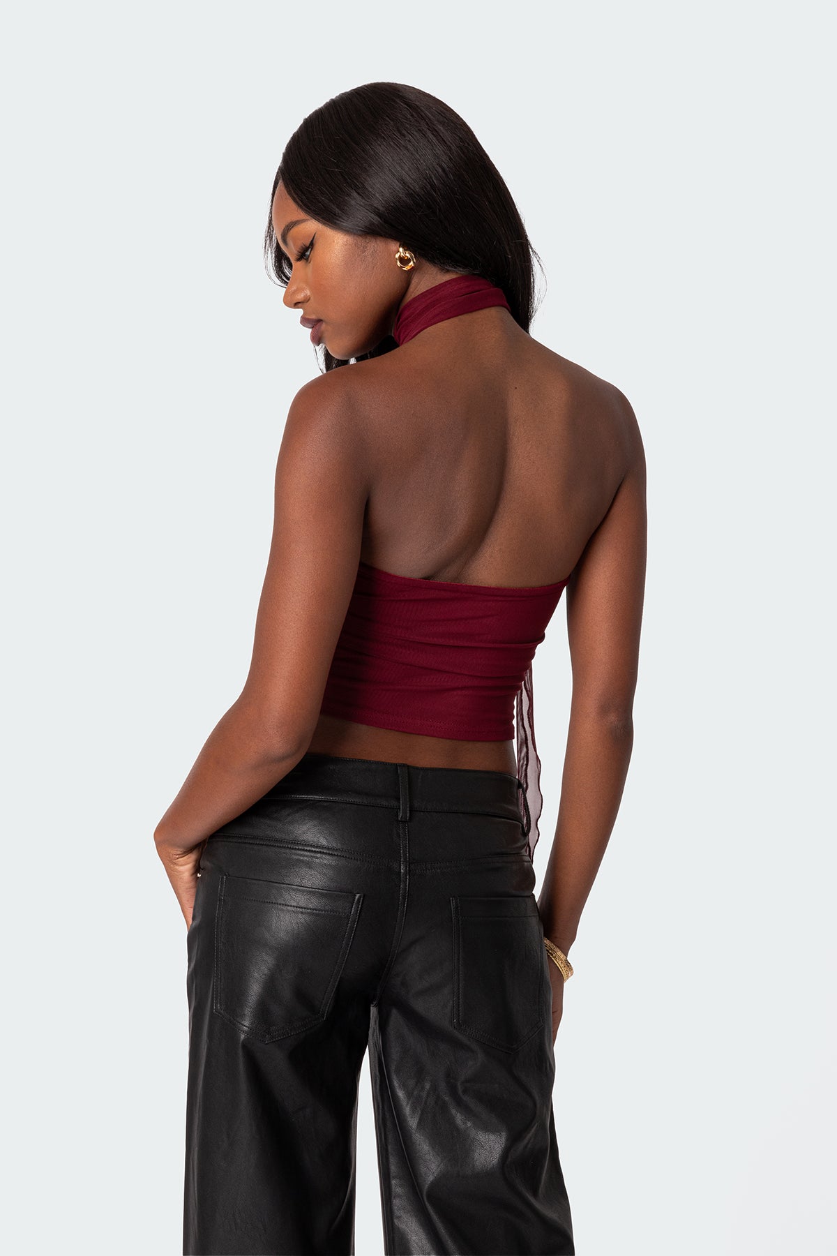 Gathered Two Piece Mesh Scarf Top-Milans Time