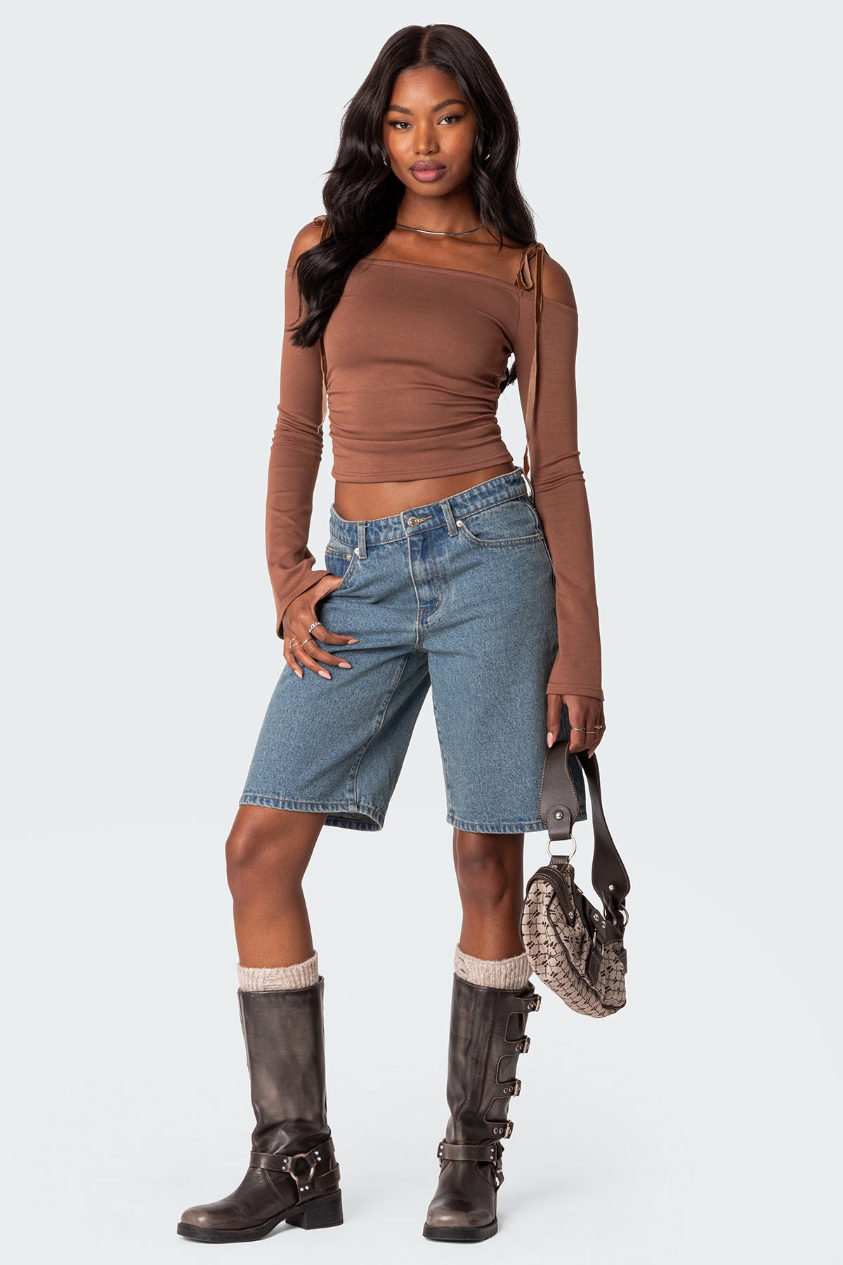 Velvet Tie Off Shoulder Top-Milans Time