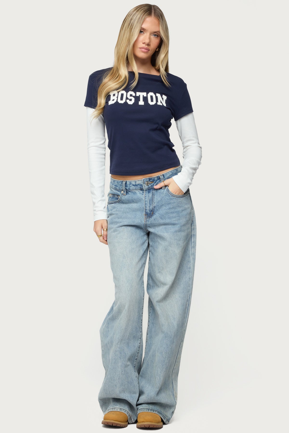 Boston Layered Long Sleeve T Shirt-Milans Time