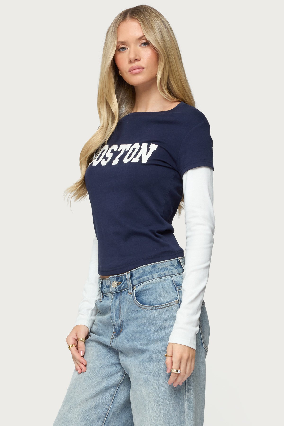 Boston Layered Long Sleeve T Shirt-Milans Time
