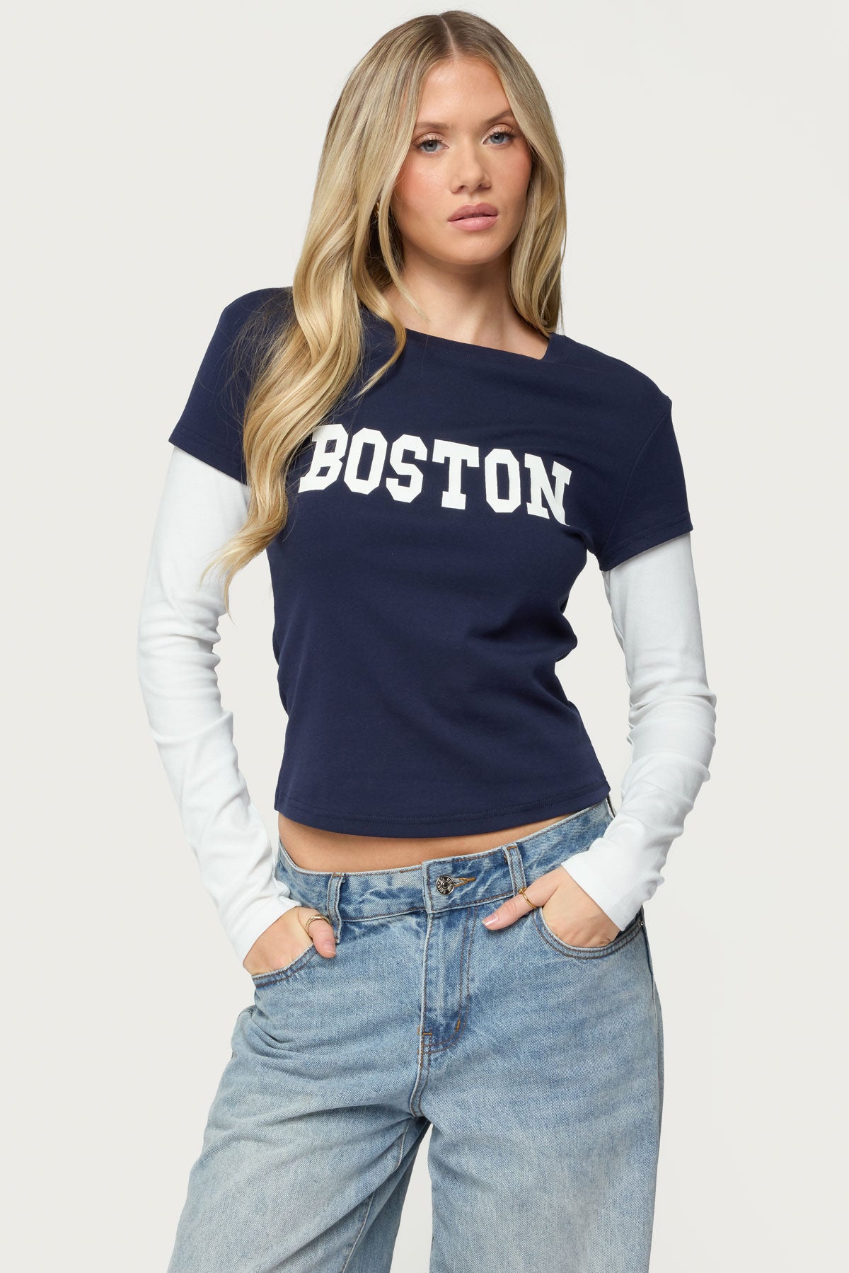 Boston Layered Long Sleeve T Shirt-Milans Time