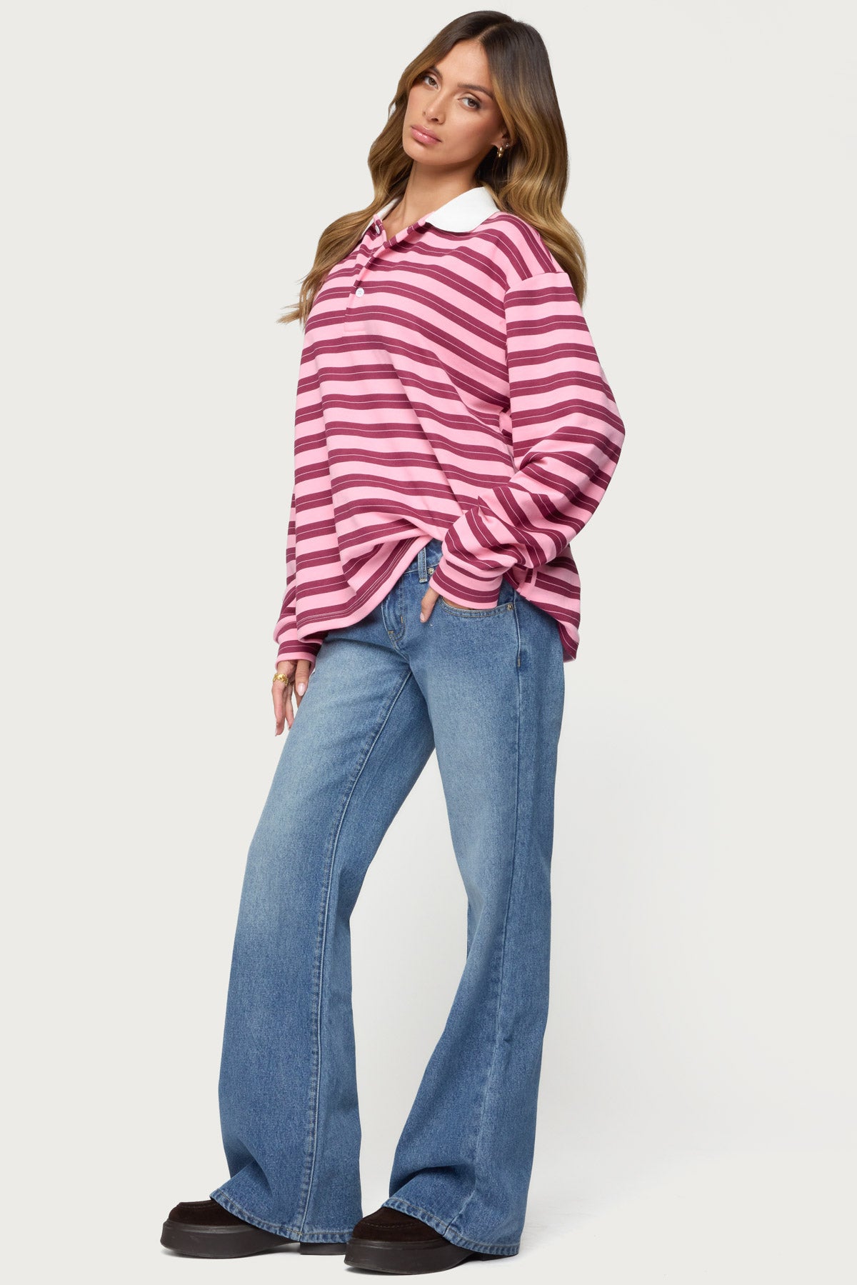 Maureen Striped Polo Sweatshirt-Milans Time