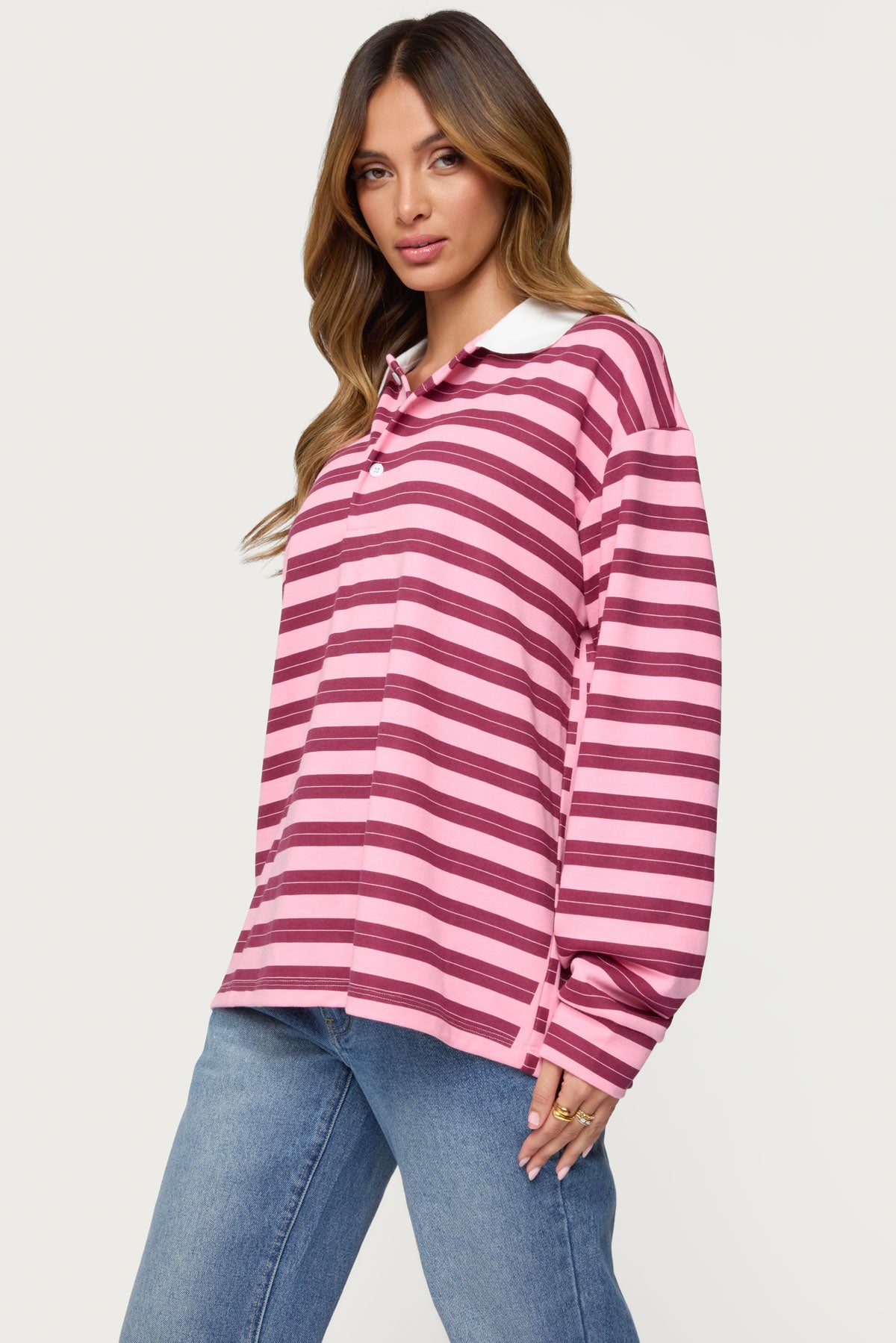 Maureen Striped Polo Sweatshirt-Milans Time