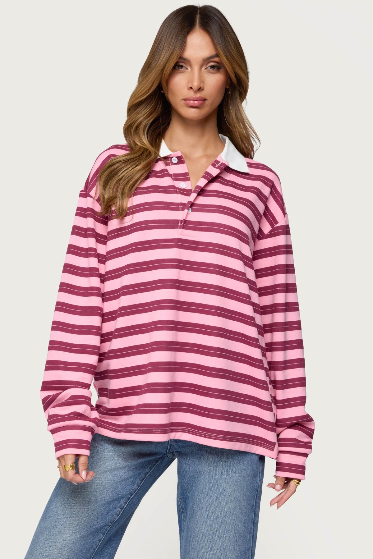 Maureen Striped Polo Sweatshirt-Milans Time