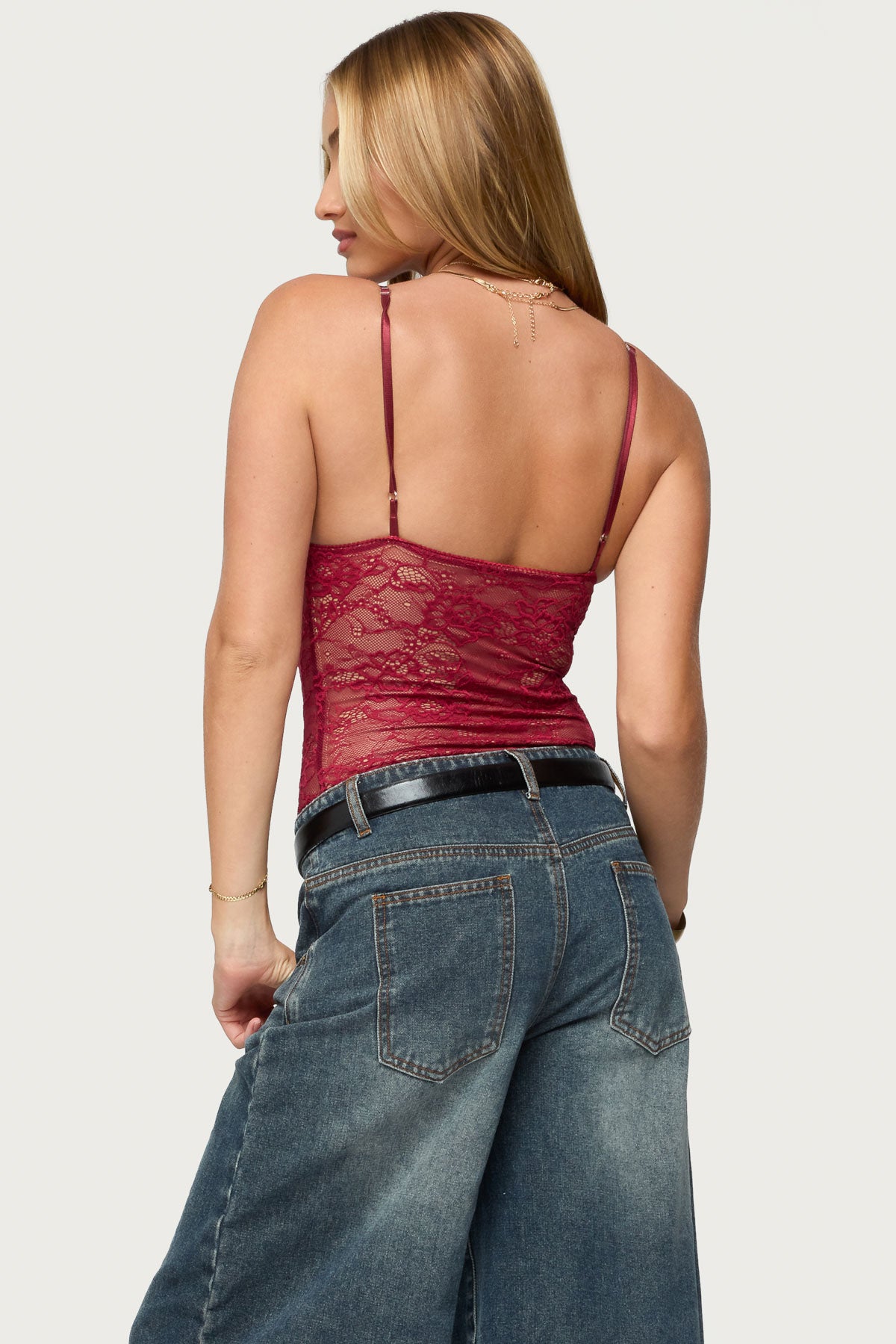 Nolyn Sheer Lace V Neck Bodysuit-Milans Time