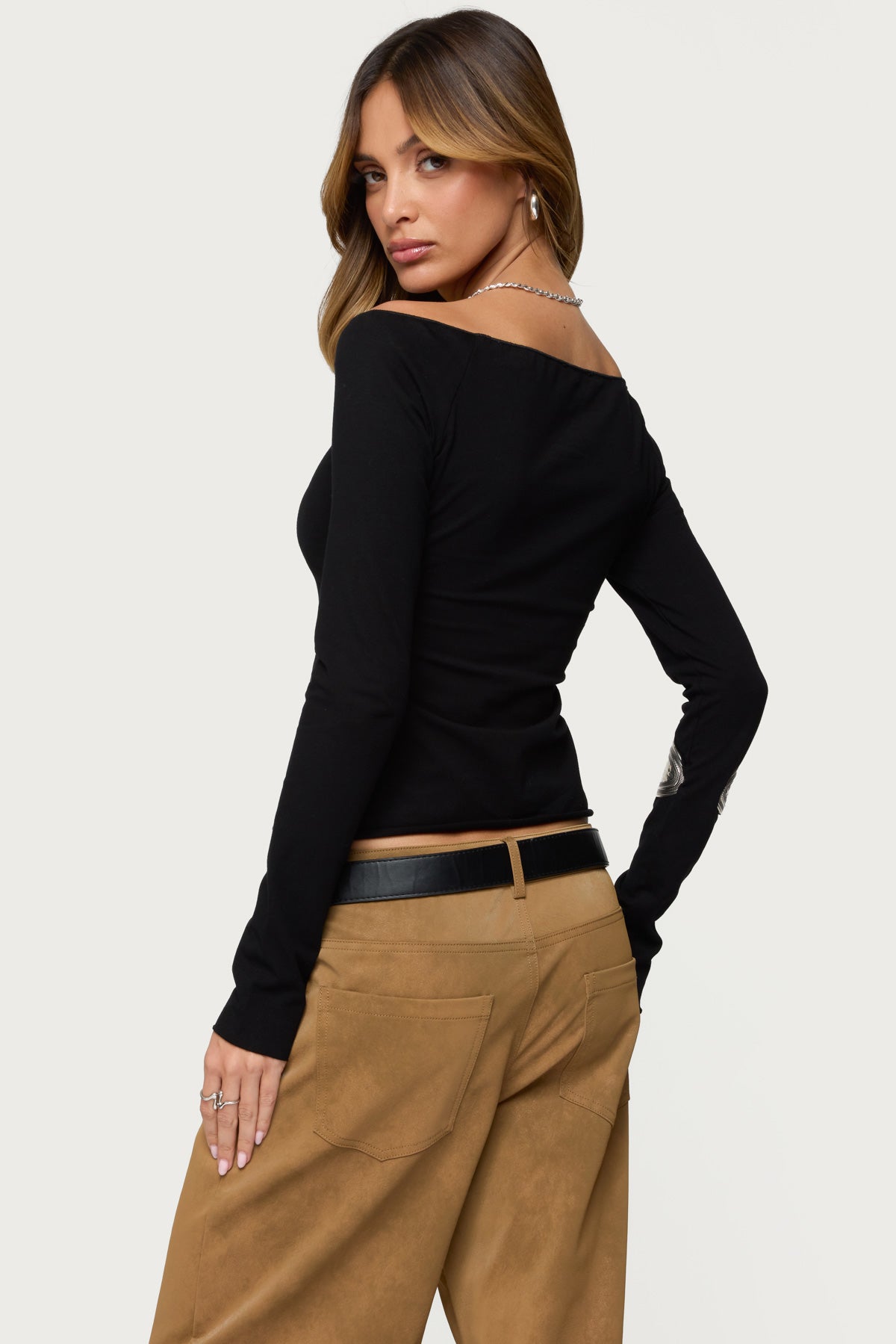 Nattie Off Shoulder V Neck Top-Milans Time