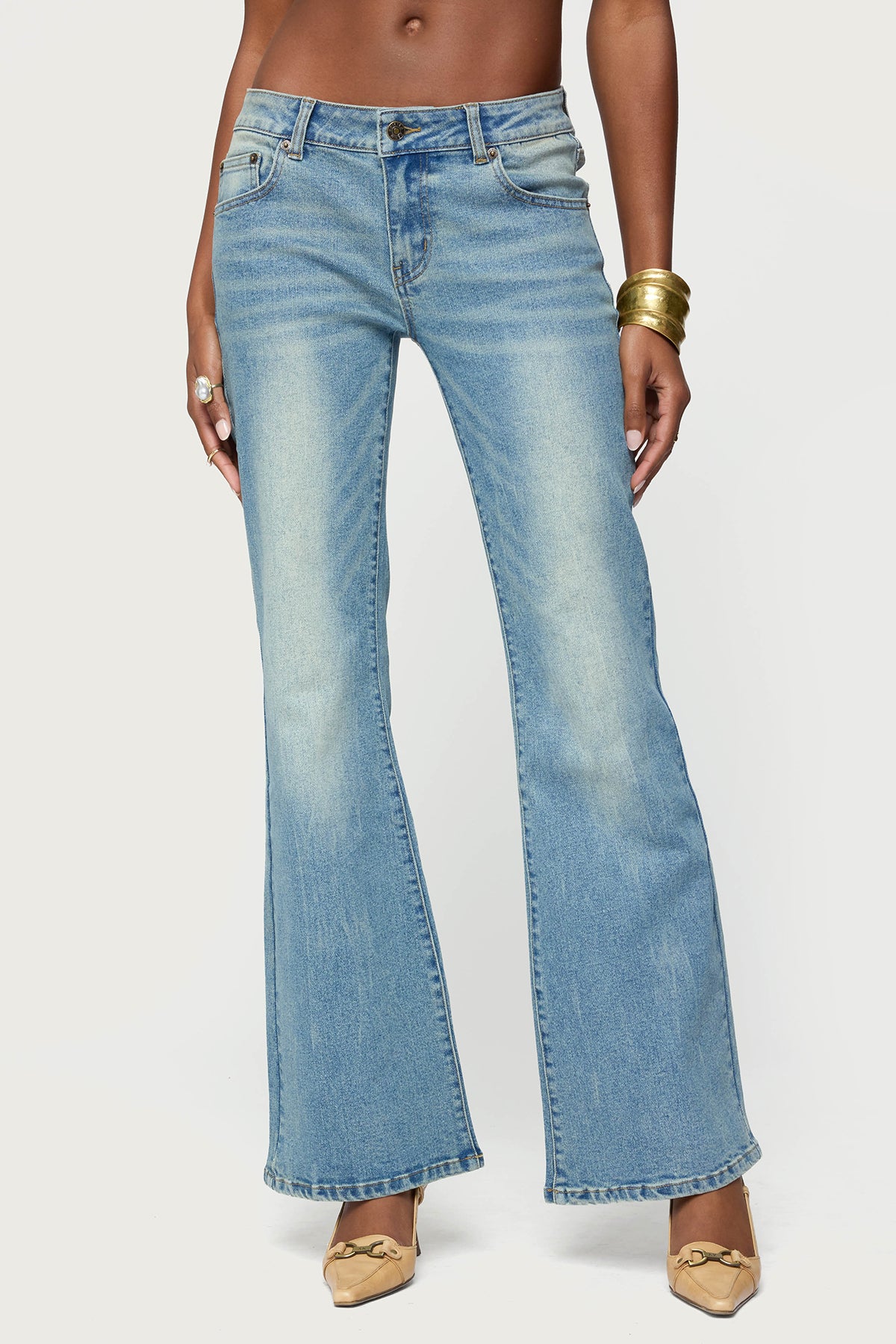 Jenni Washed Low Rise Flared Jeans-Milans Time