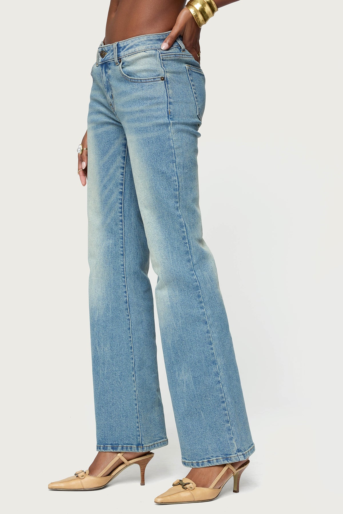 Jenni Washed Low Rise Flared Jeans-Milans Time