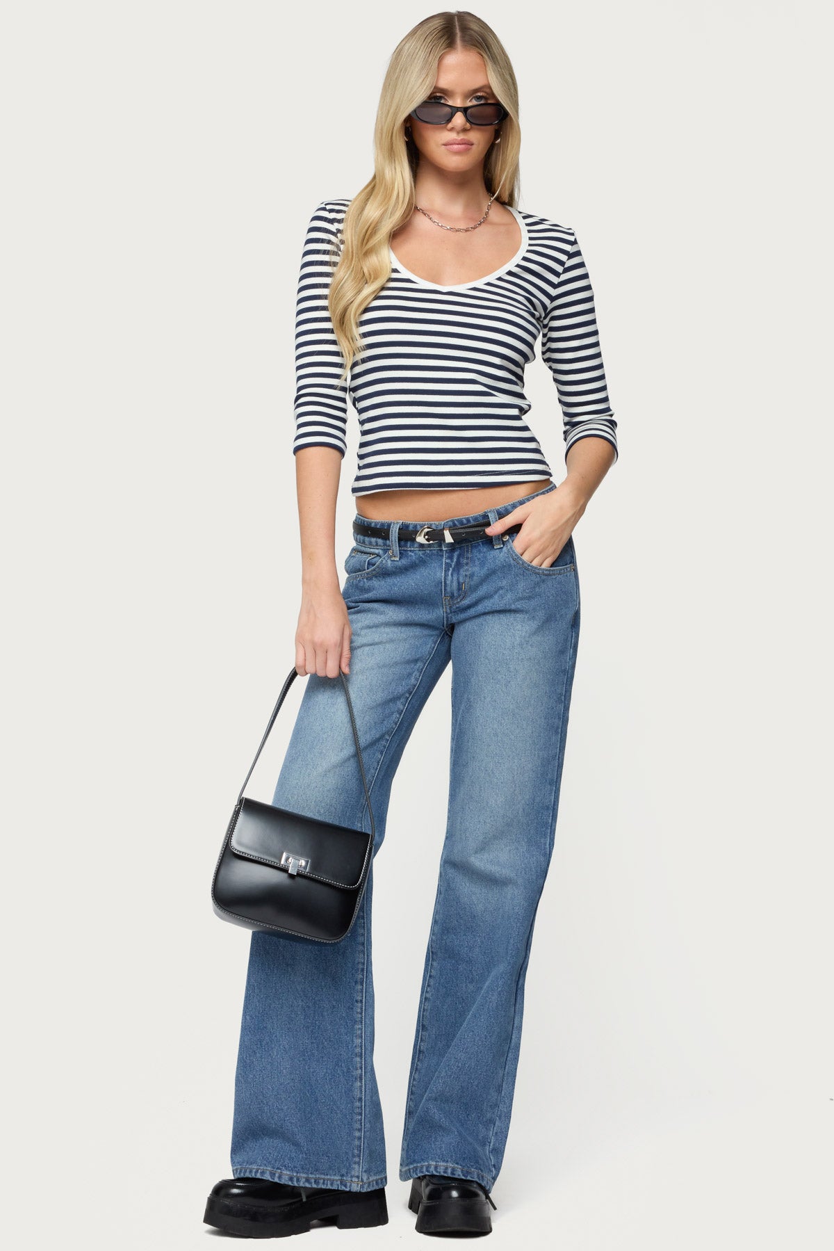 Poppie Striped V Neck Top-Milans Time