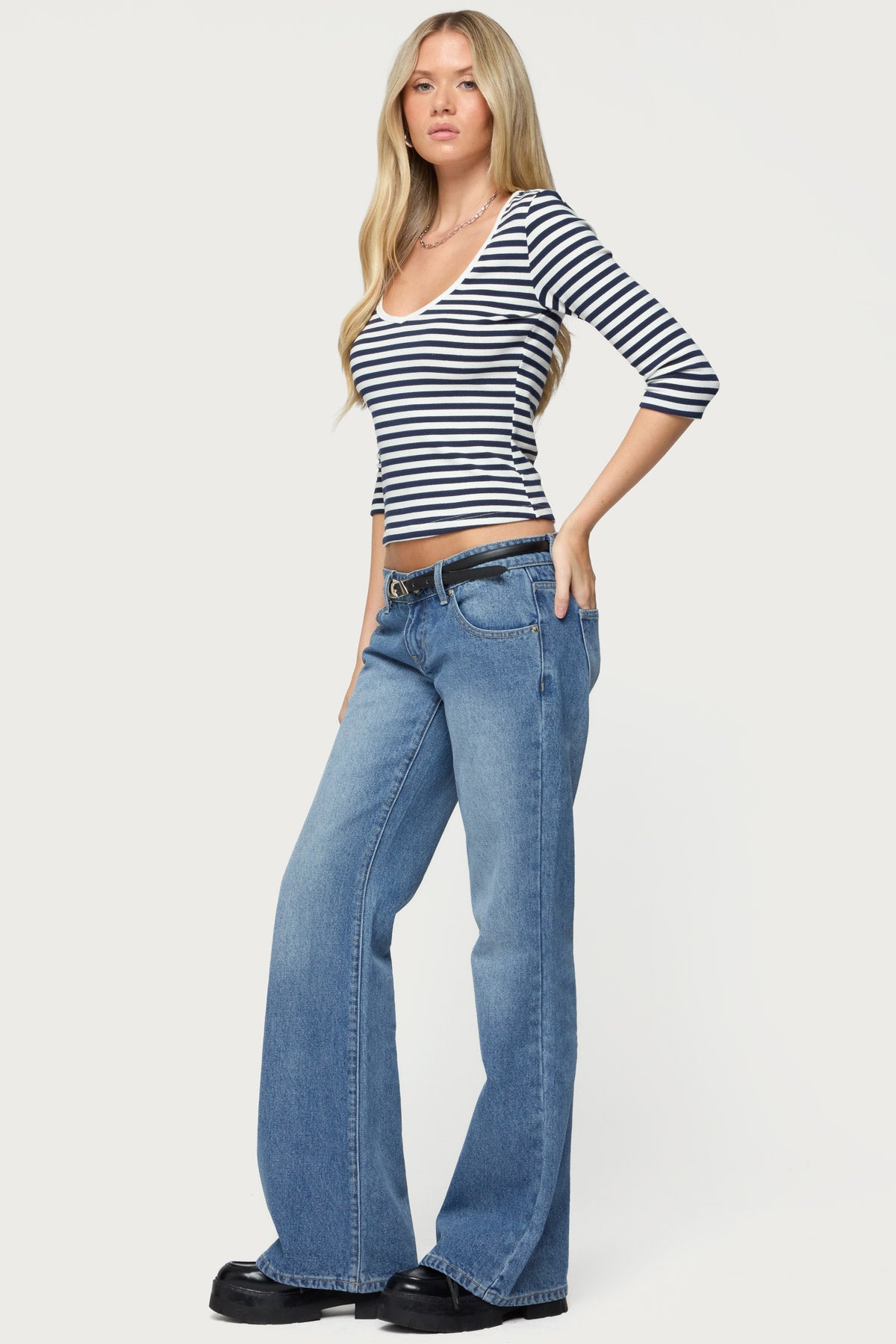 Poppie Striped V Neck Top-Milans Time