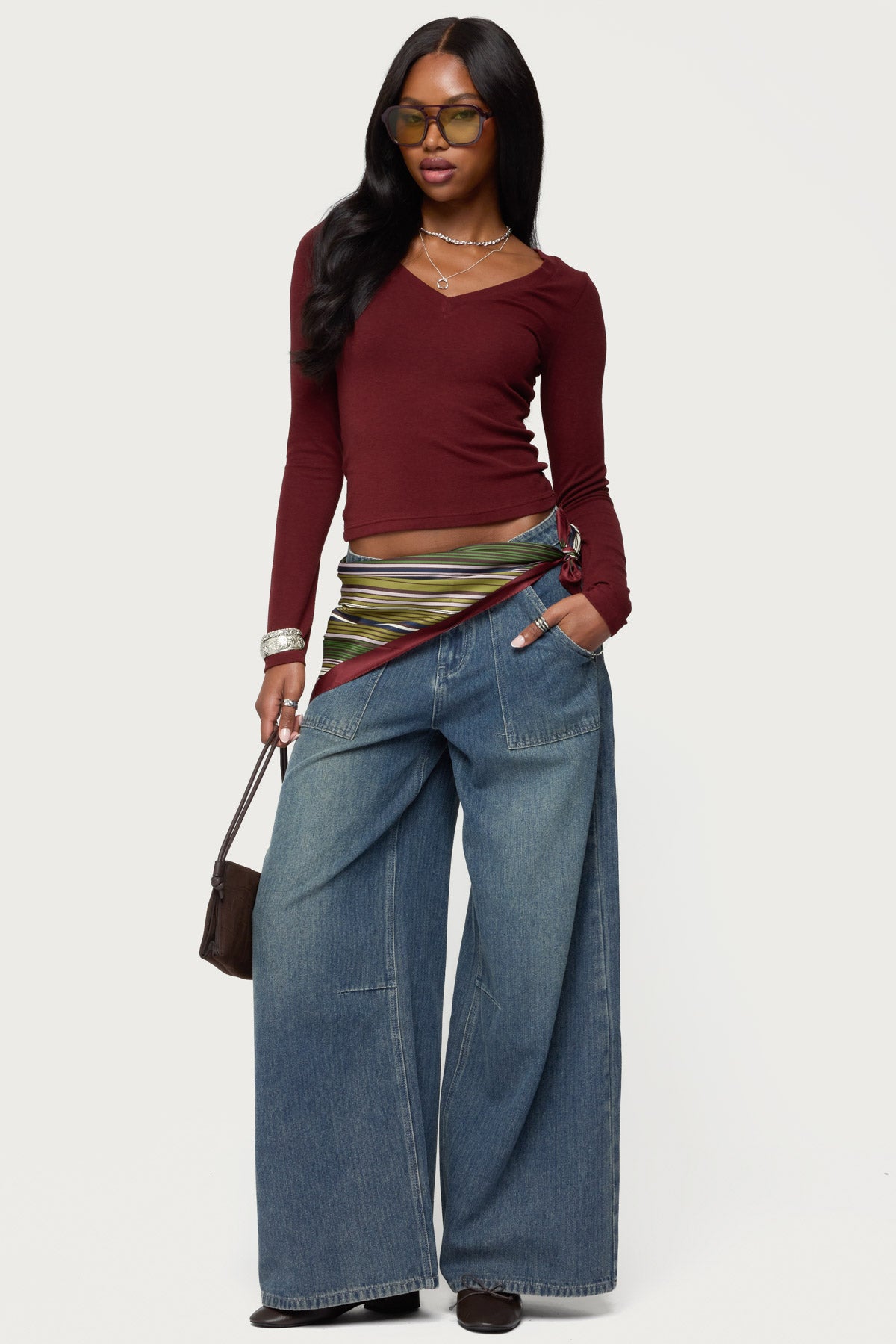 Larna V Neck Ribbed T Shirt-Milans Time