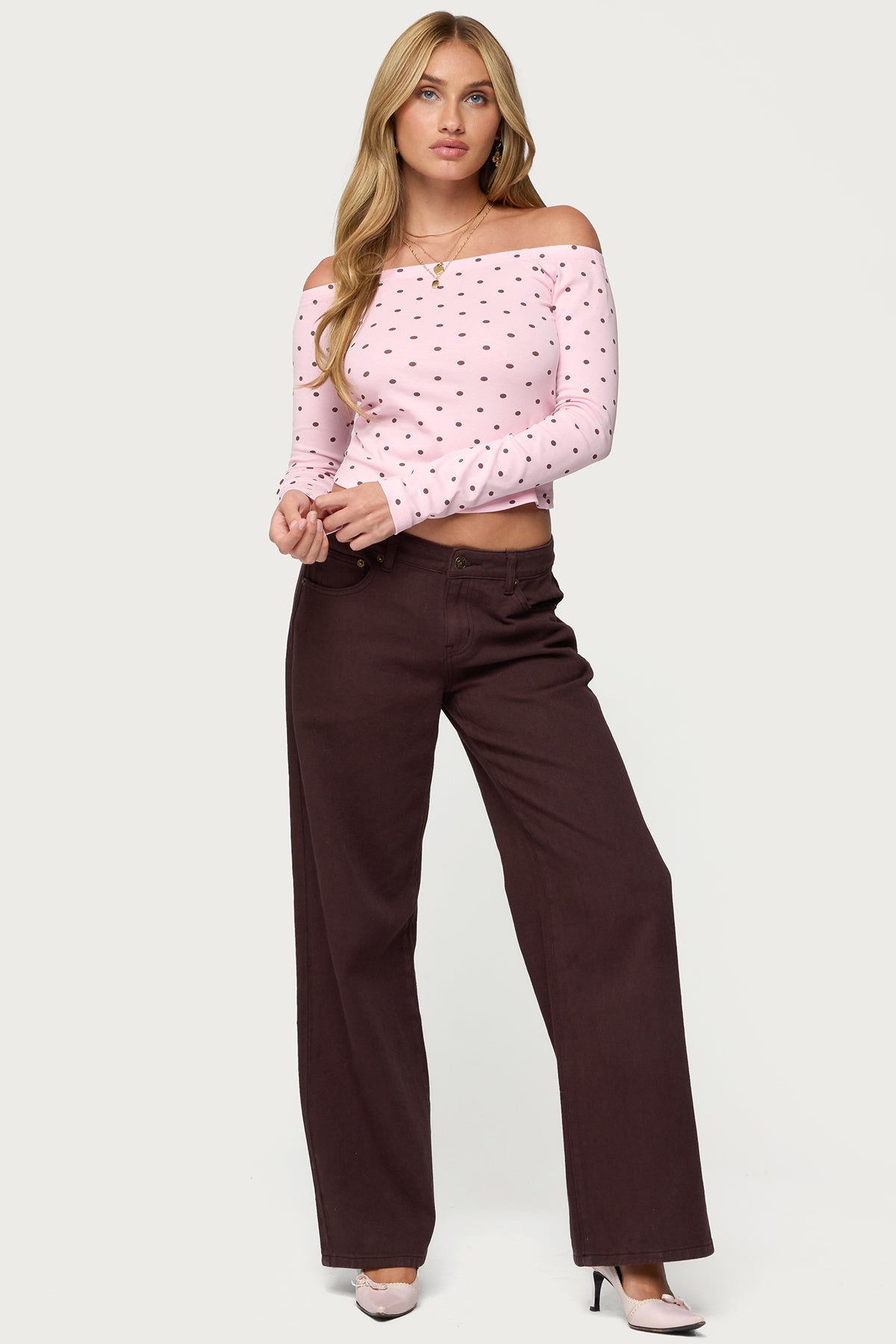Leandra Off Shoulder Polka Dot Top-Milans Time