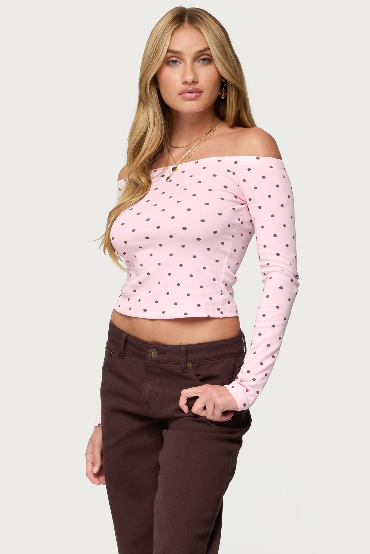 Leandra Off Shoulder Polka Dot Top-Milans Time