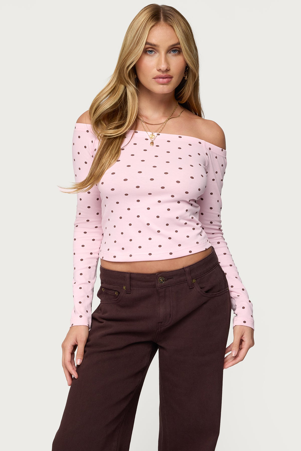 Leandra Off Shoulder Polka Dot Top-Milans Time