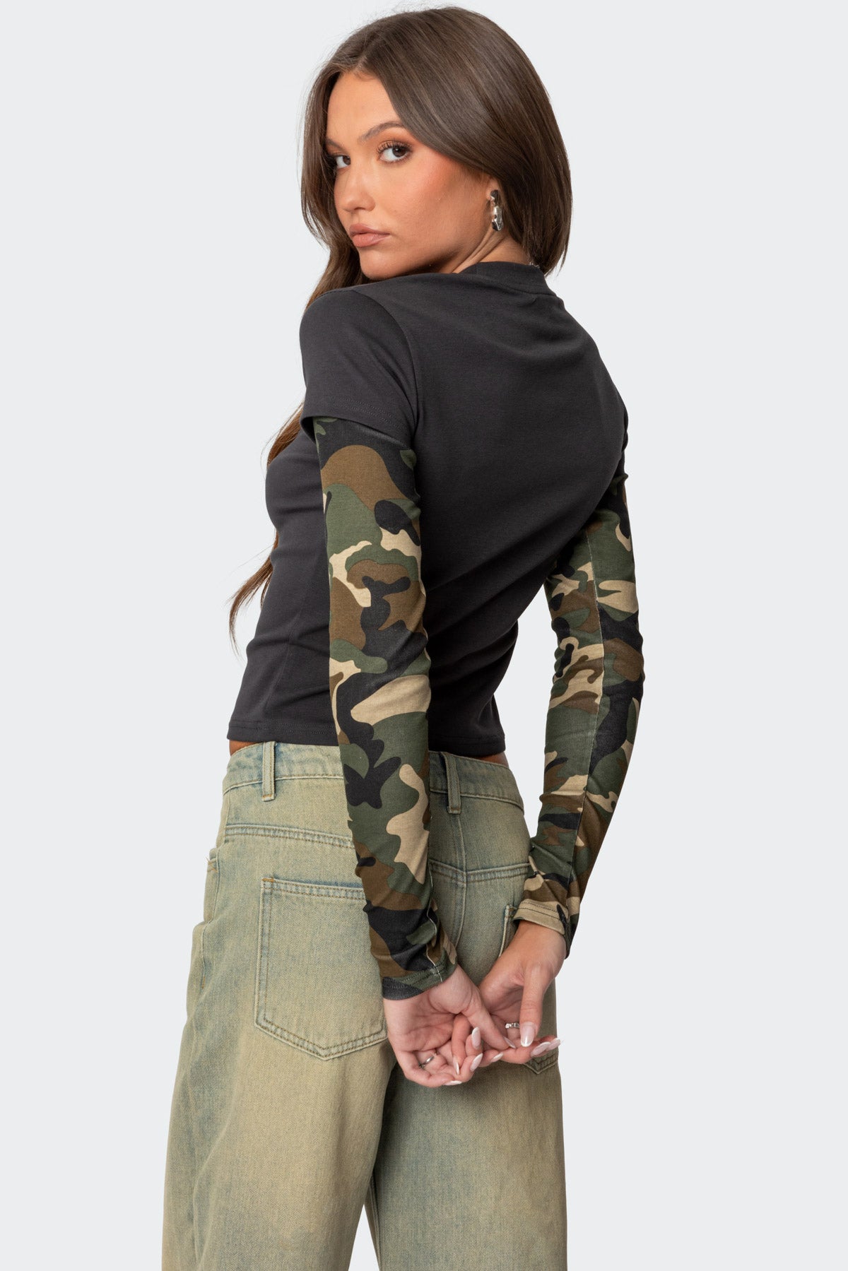 Camo Layered Long Sleeve T Shirt-Milans Time
