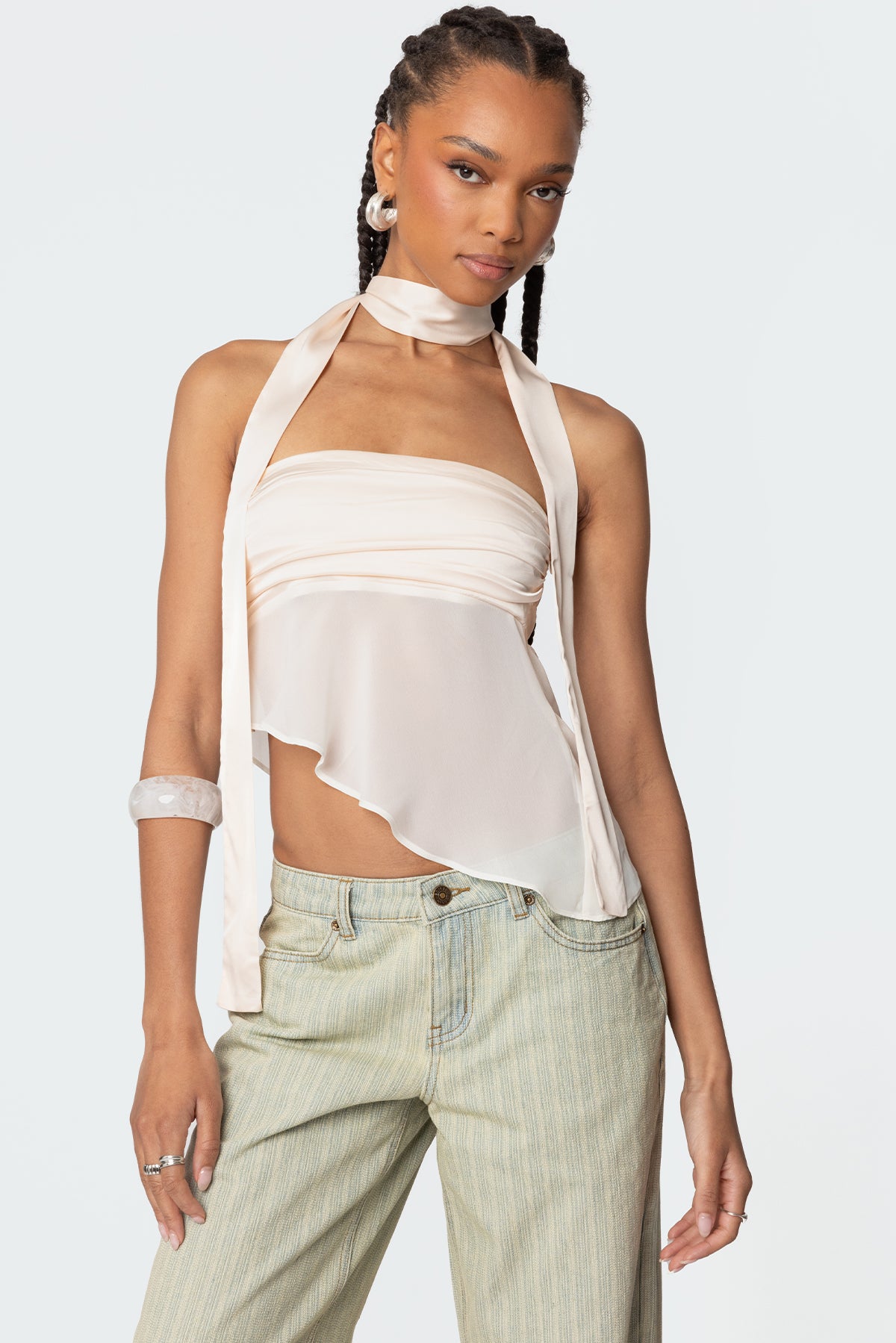 Asymmetric Two Piece Scarf Top-Milans Time