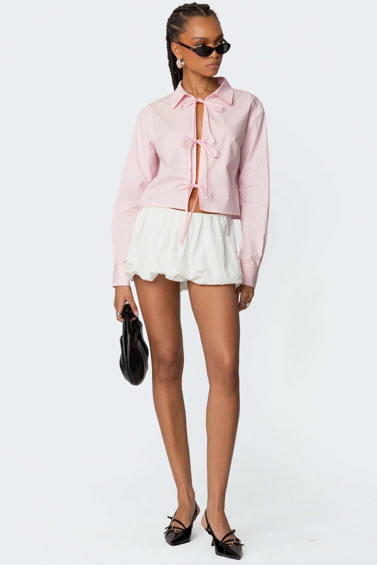 Melrose Tie Front Collared Top-Milans Time